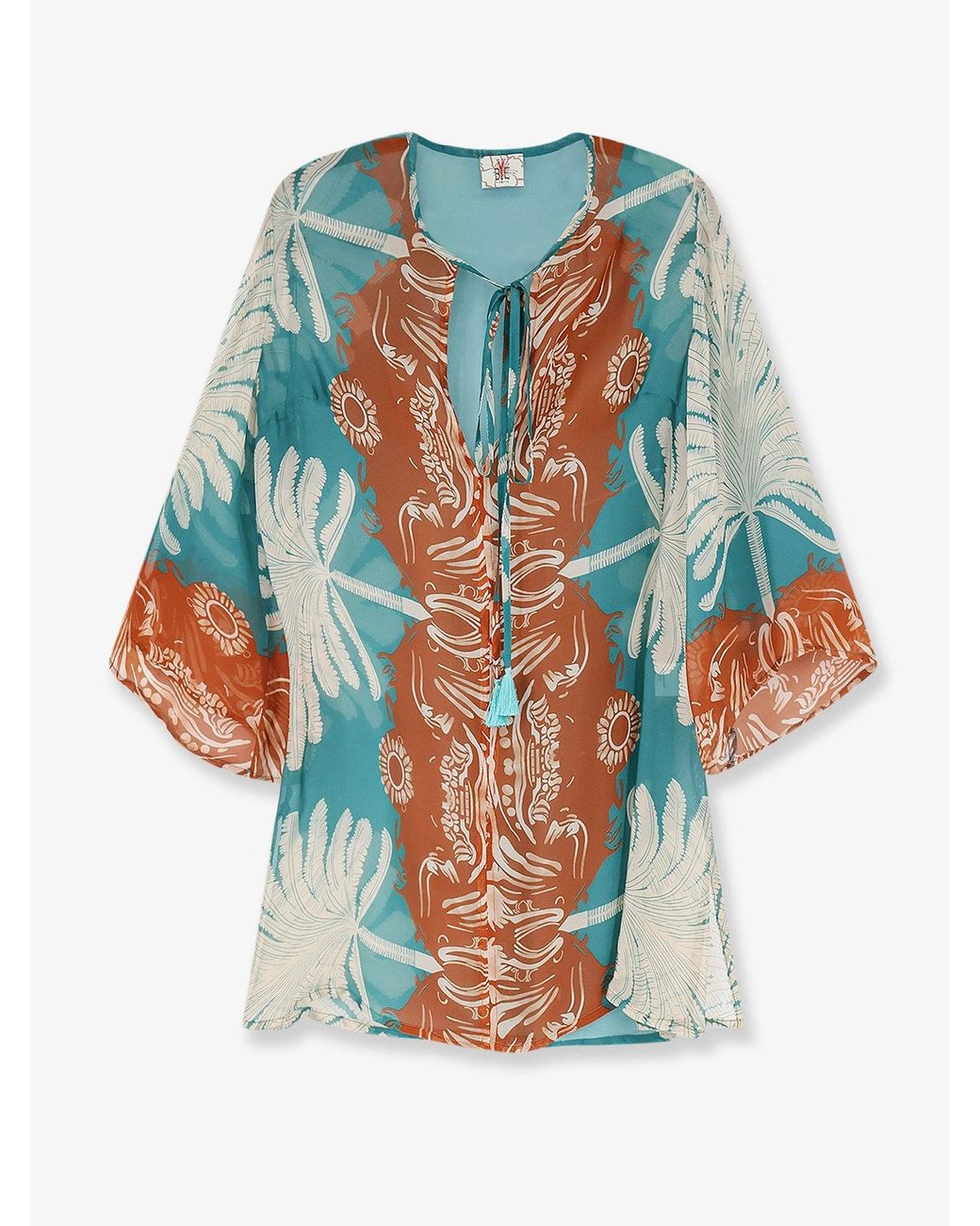 BYE Firenze Blue Palme Viscose And Silk Shirt