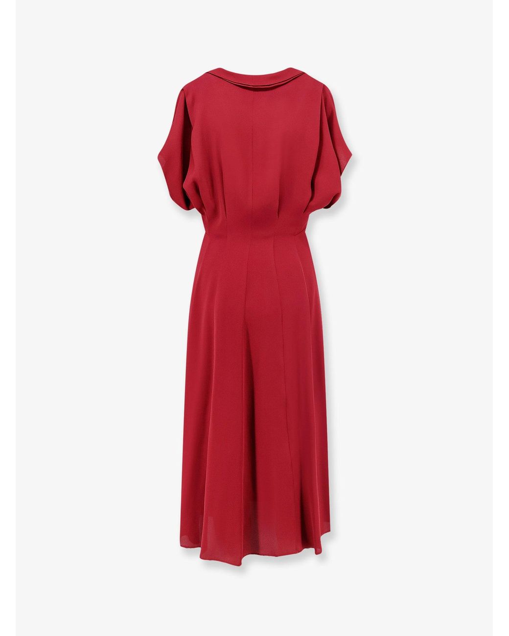 Alberta Ferretti Red Viscose Dress With Rouches