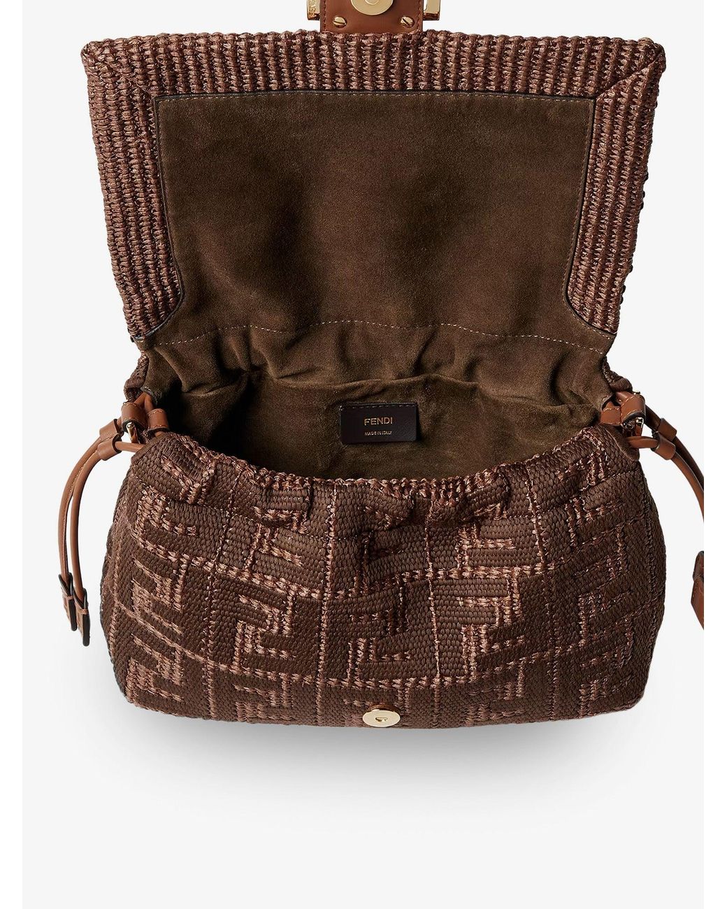 Fendi Brown Mamma Baguette Medium Raffia Handbag