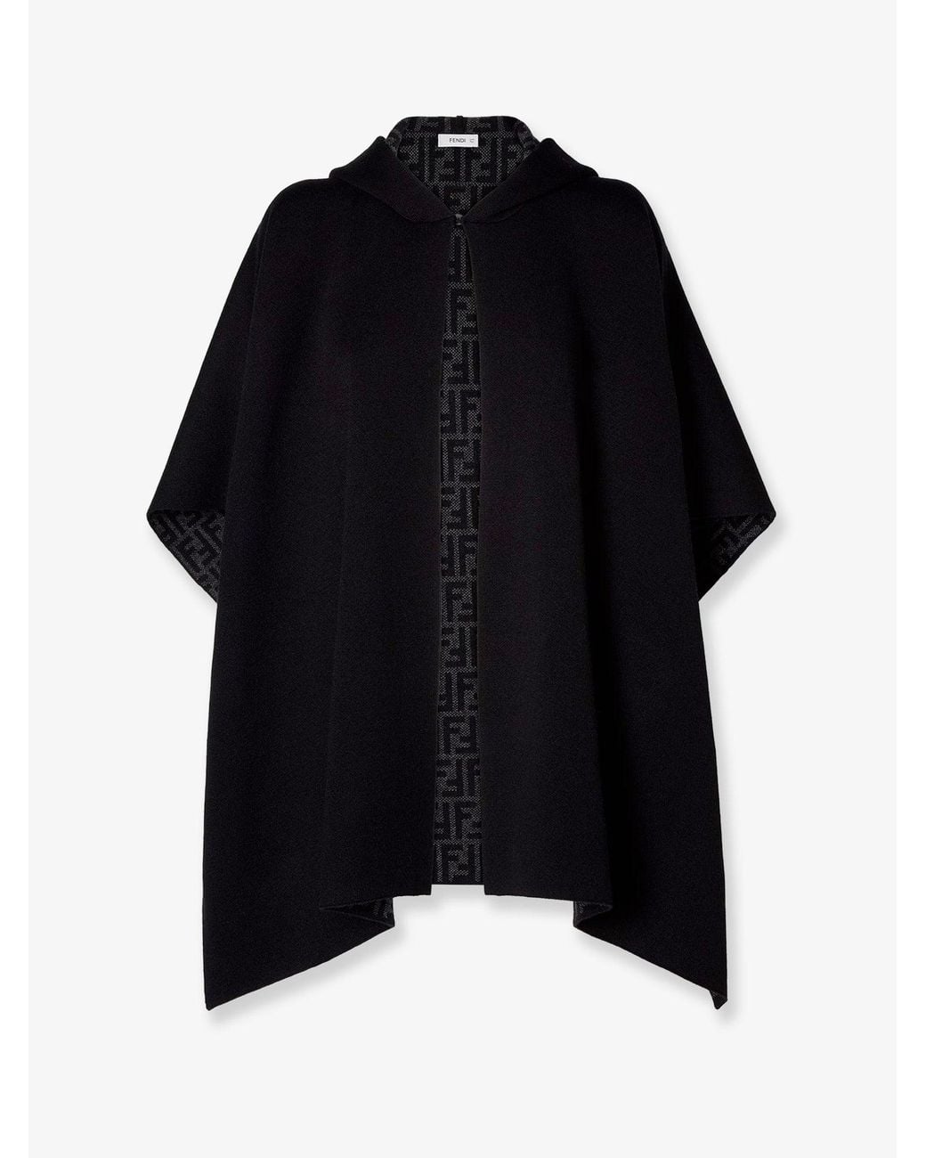 Fendi Black Ff Zucca And Cashmere Poncho
