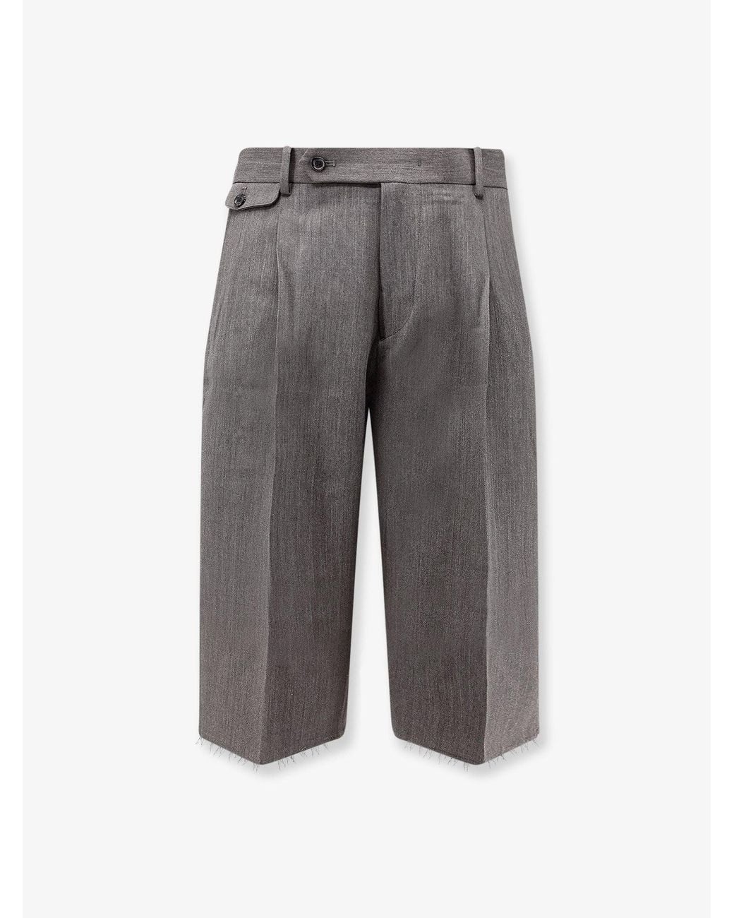 TONYWACK Gray Wool Blend Bermuda Shorts With Frontal Princes for men