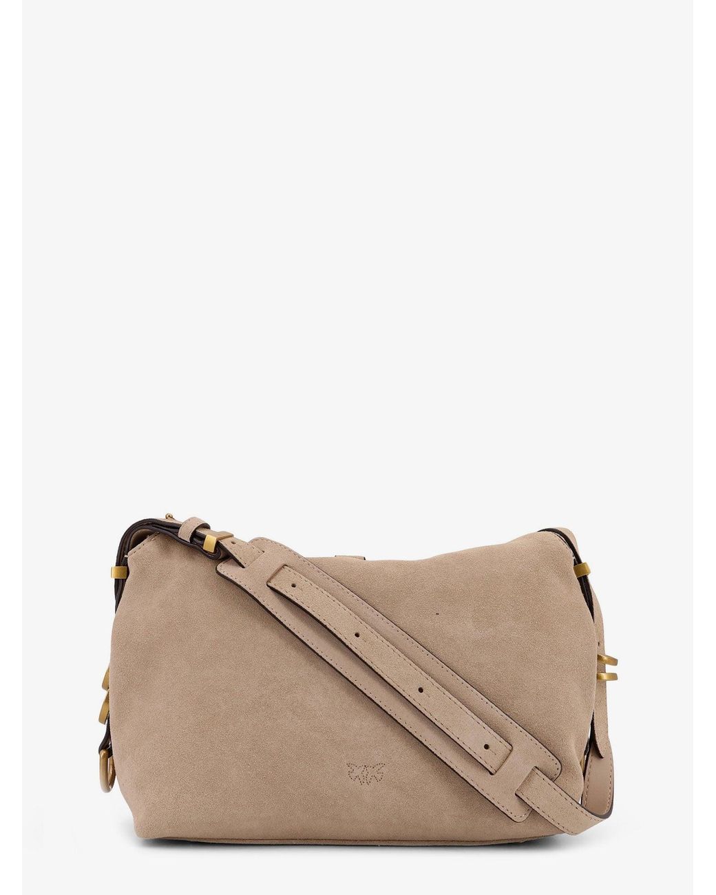 Pinko Natural Leather Shoulder Bag With Metal Logo Detail