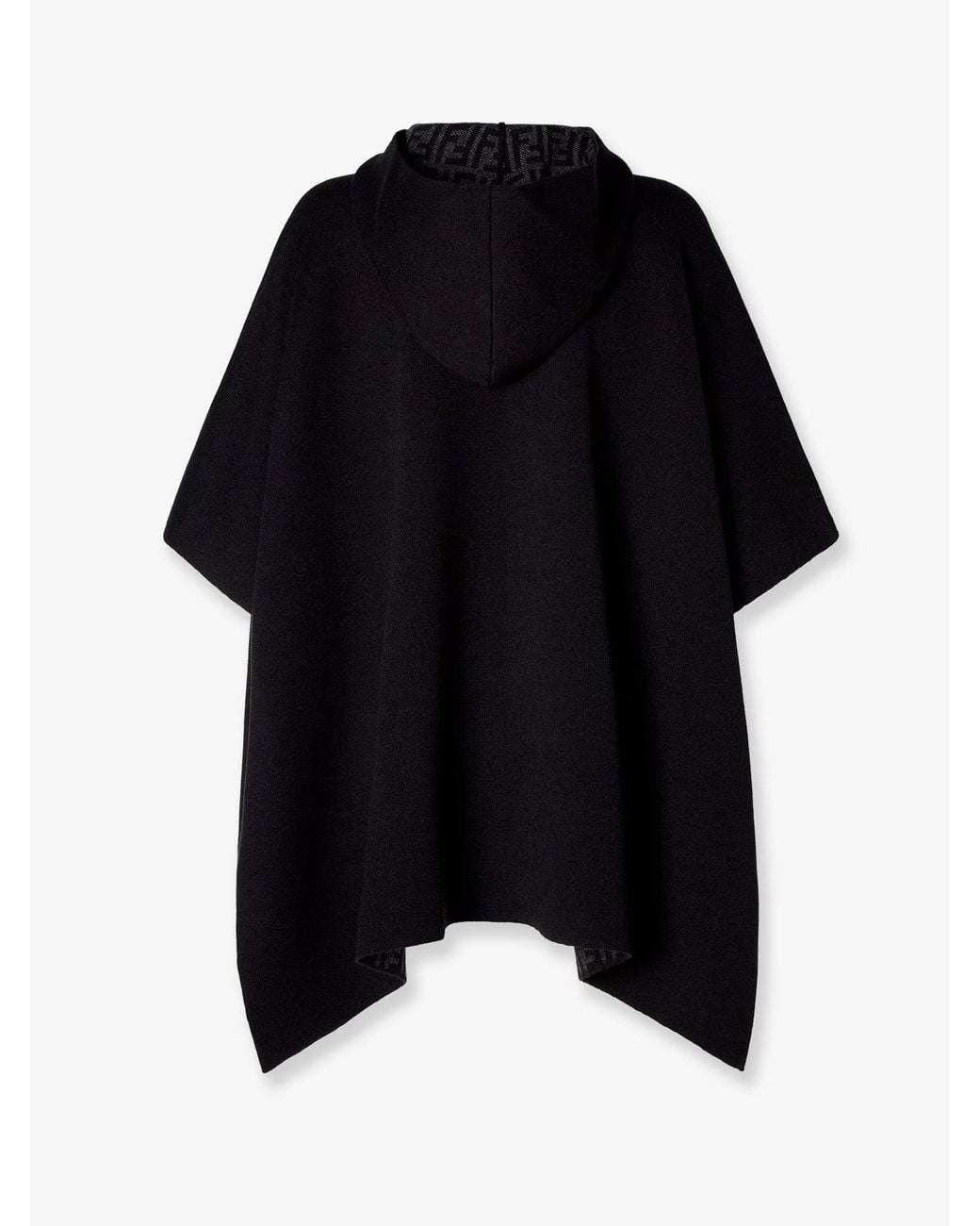 Fendi Black Ff Zucca And Cashmere Poncho