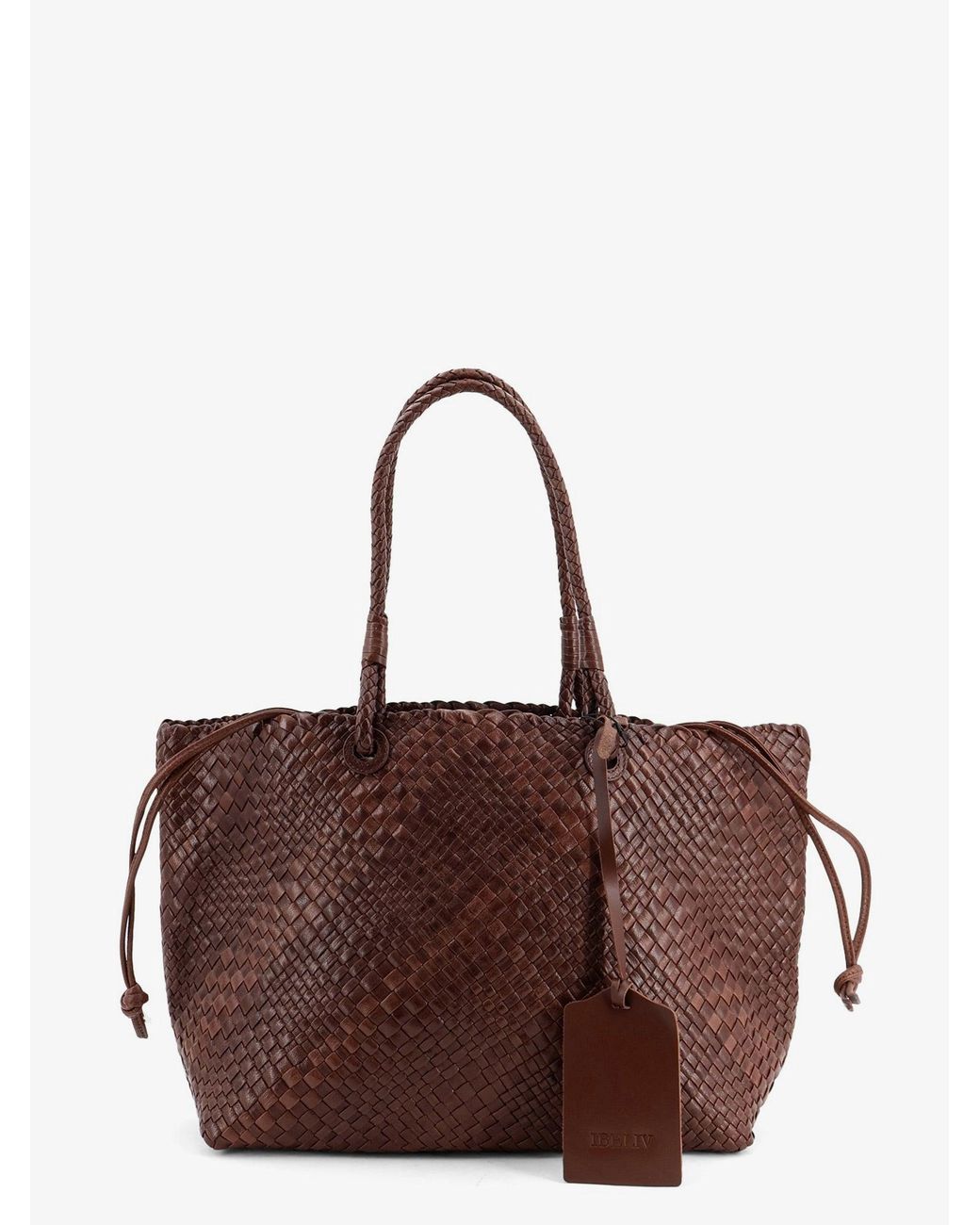 IBELIV Brown Bazika Vegetable Leather Shoulder Bag With Woven Pattern