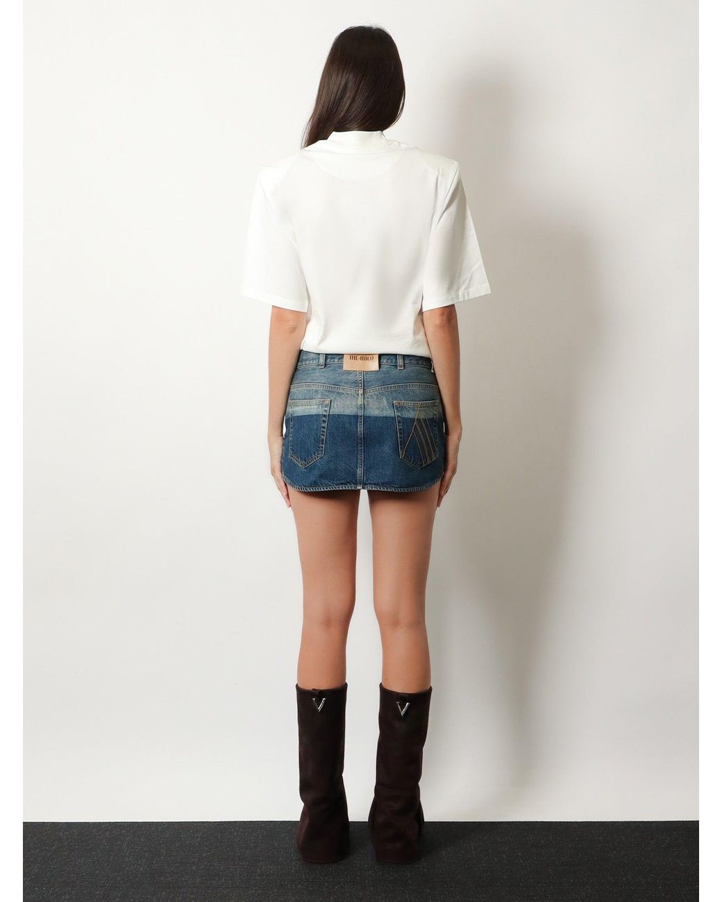 The Attico Blue Denim Mini Skirt