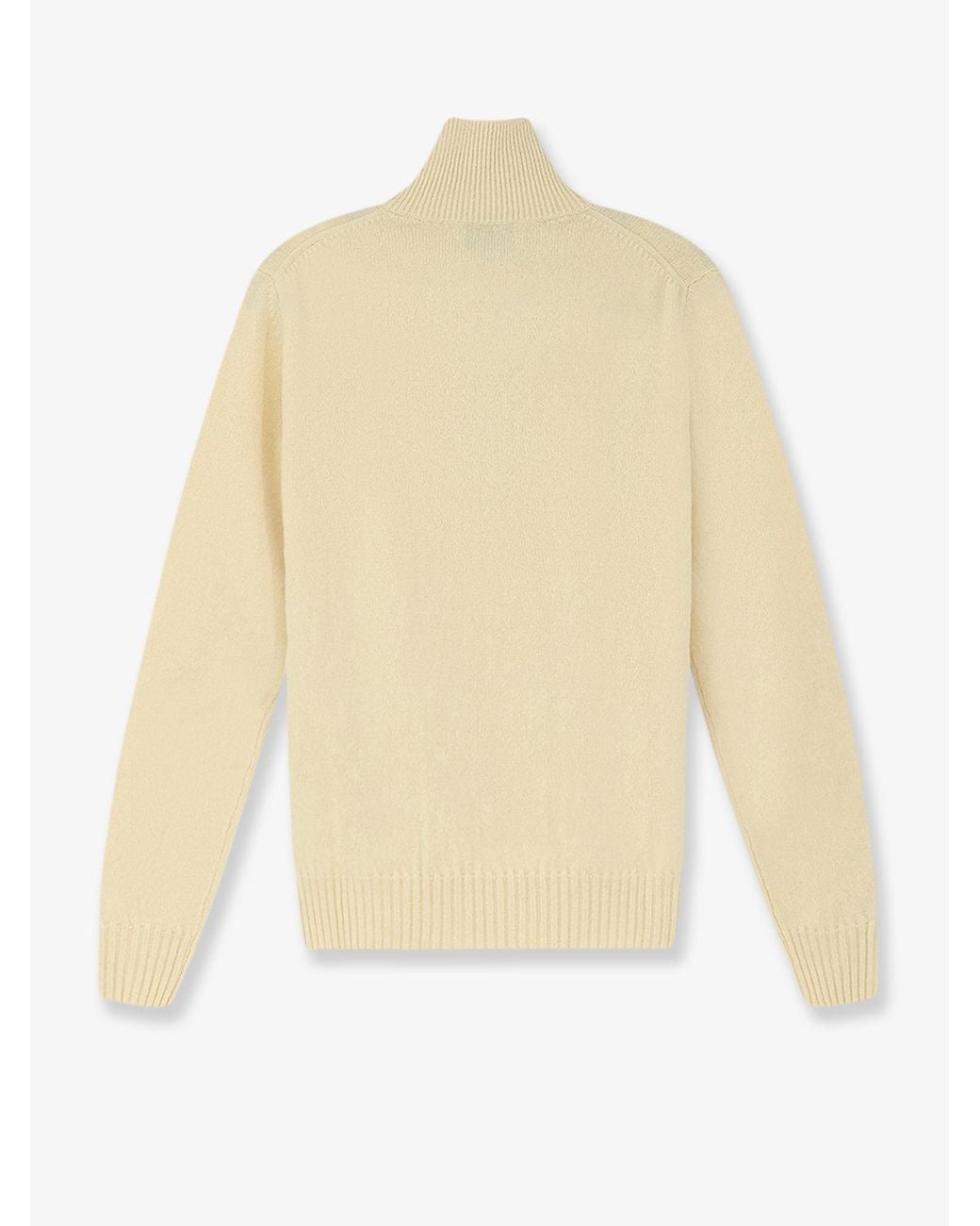 Alpha Studio Natural Wool And Cashmere Half-Zip Cardigan for men