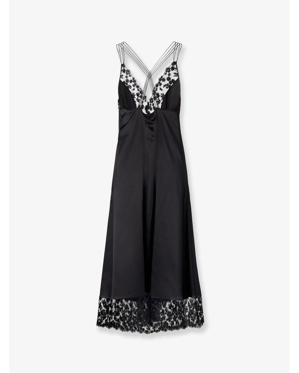 Fendi White Silk And Millefiori Lace Midi Dress
