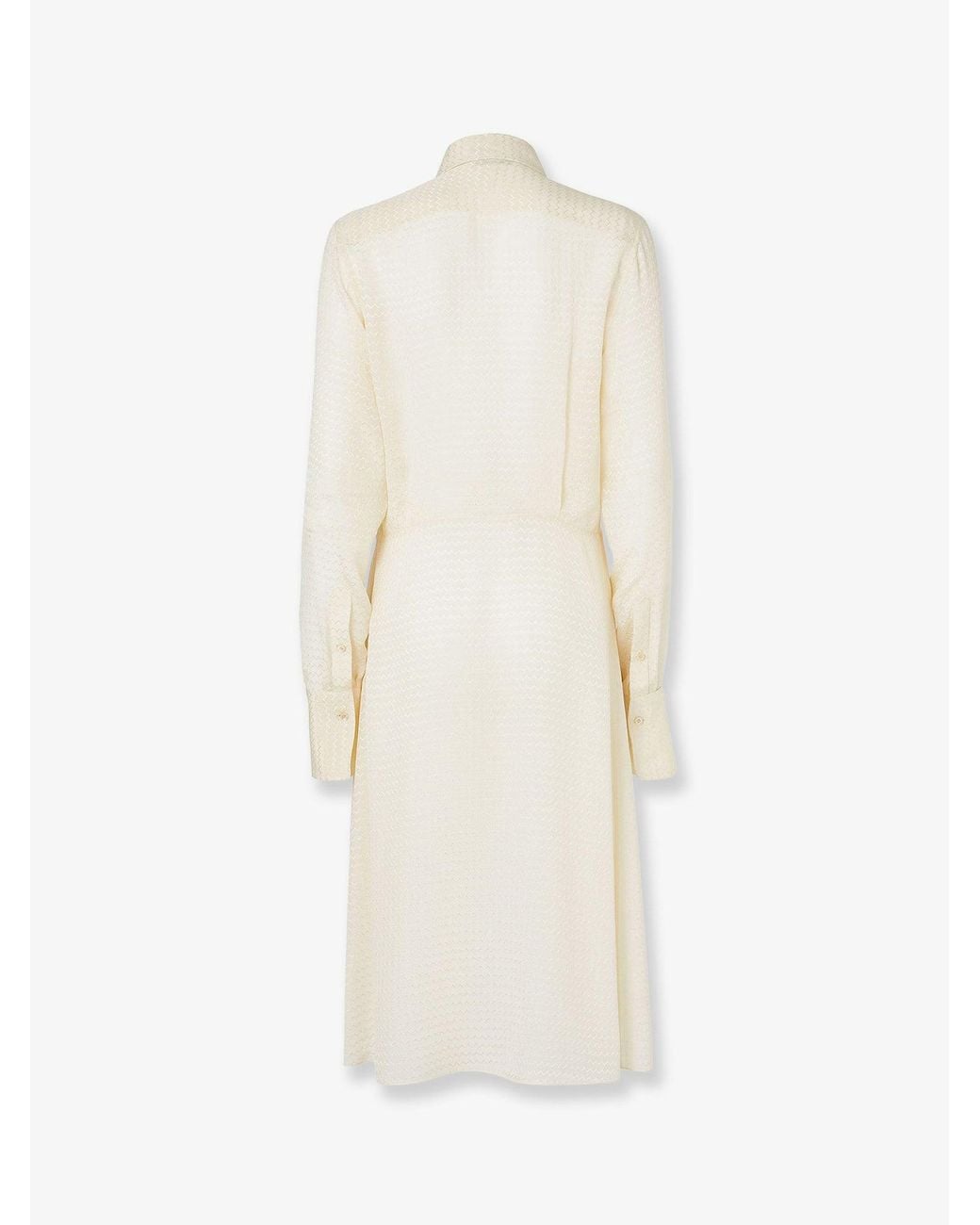 Fendi White Silk Jacquard Chemisier Dress