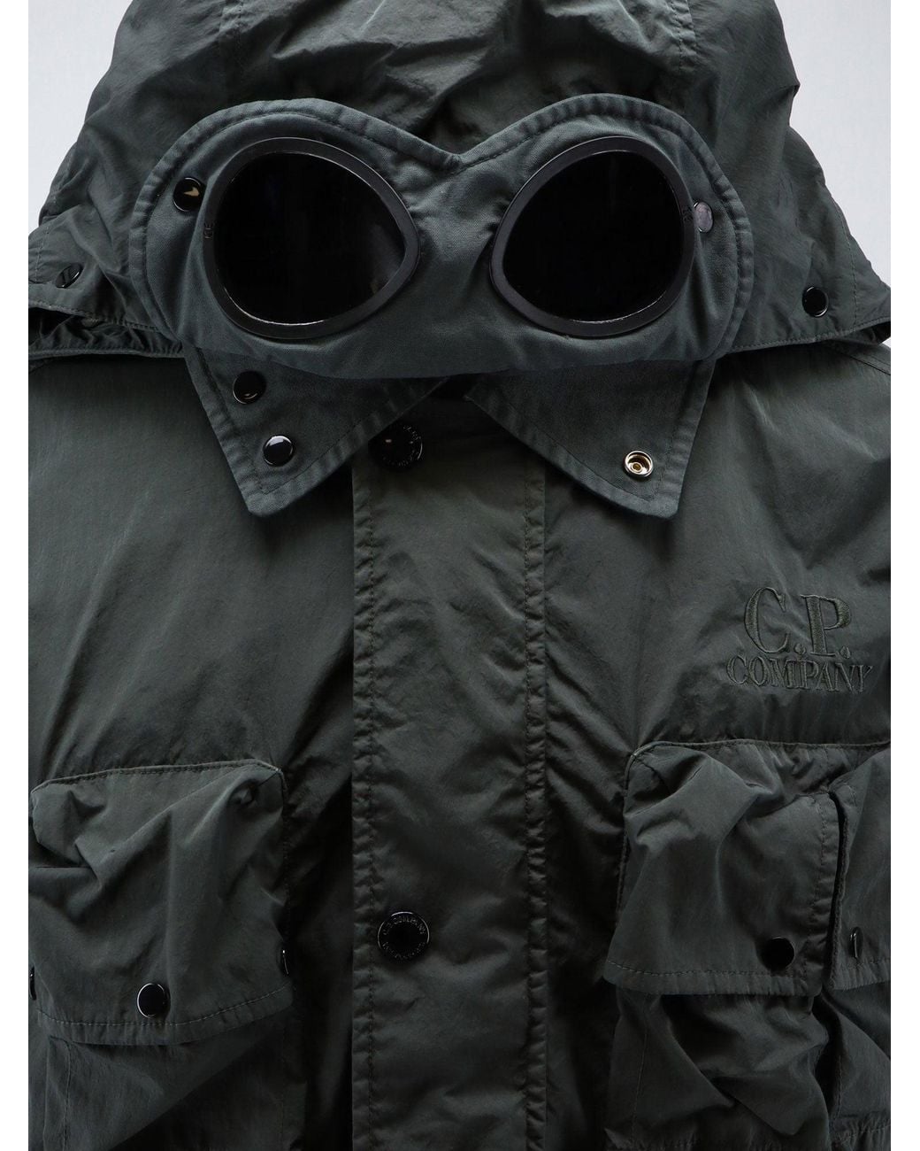 C P Company Black C.P.Company Heavy Chrome-R Goggle Jacket for men