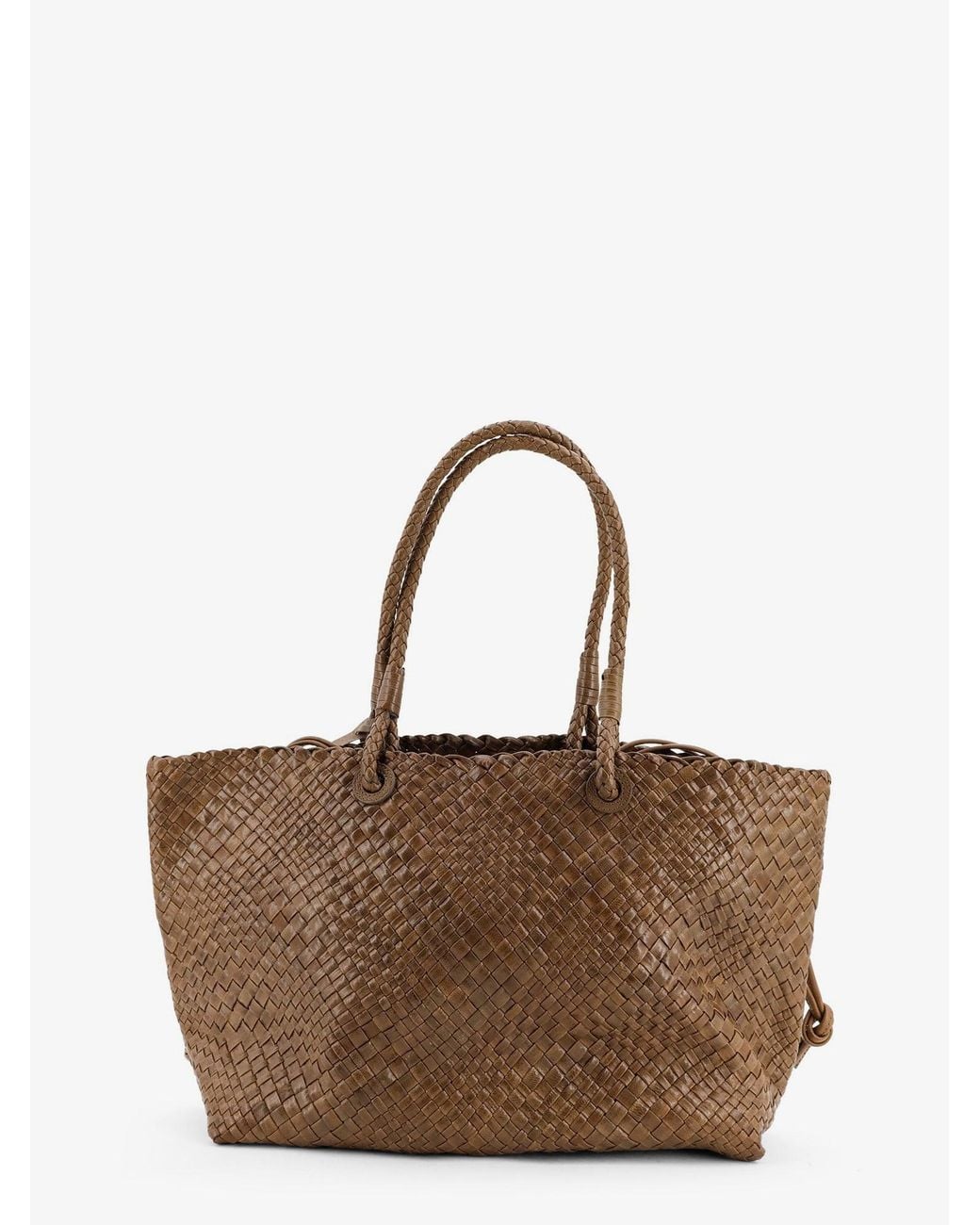 IBELIV Brown Bazika Vegetable-Tanned Leather Shouder Bag With A Woven