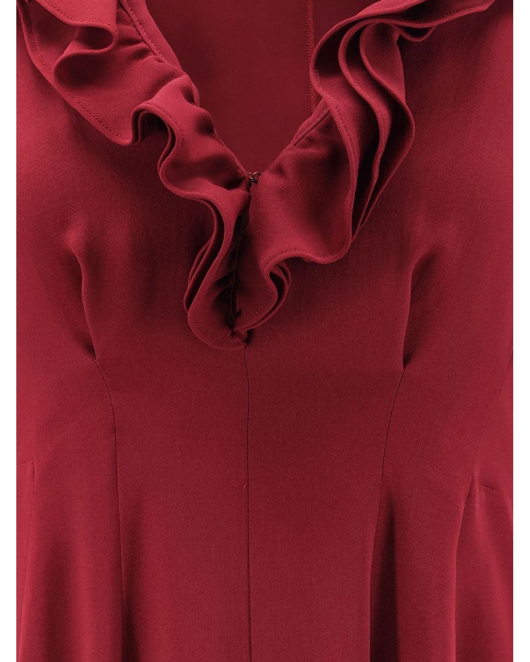 Alberta Ferretti Red Viscose Dress With Rouches
