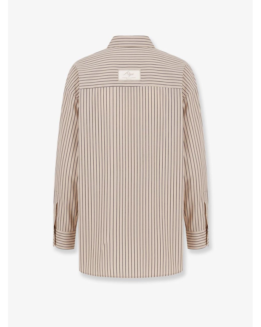 Alysi Natural Oversize Striped Lyocell And Silk Shirt