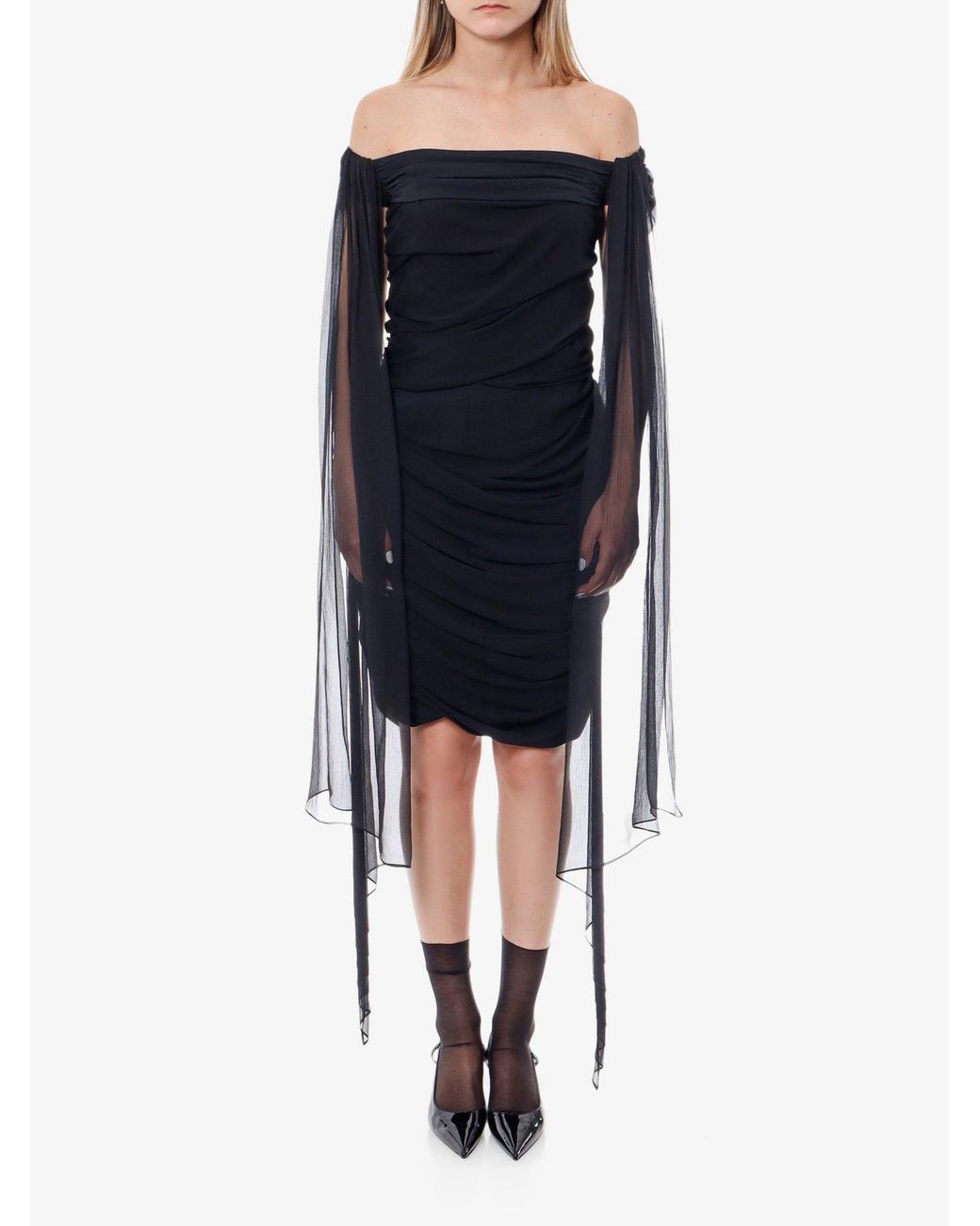 Givenchy Blue Stretch Viscose Dress With Drapery