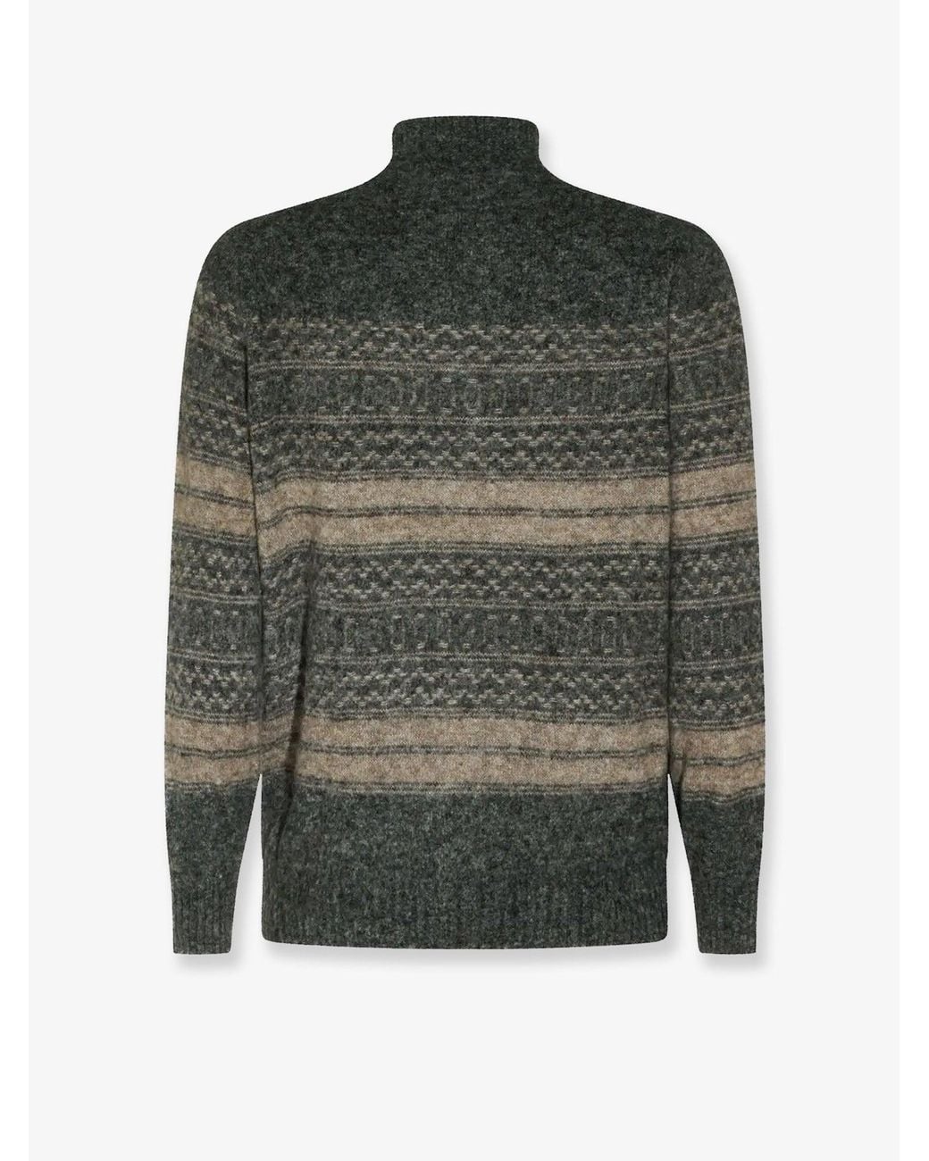 Brunello Cucinelli Green Alpaca, Cashmere, And Wool Blend Cardigan for men
