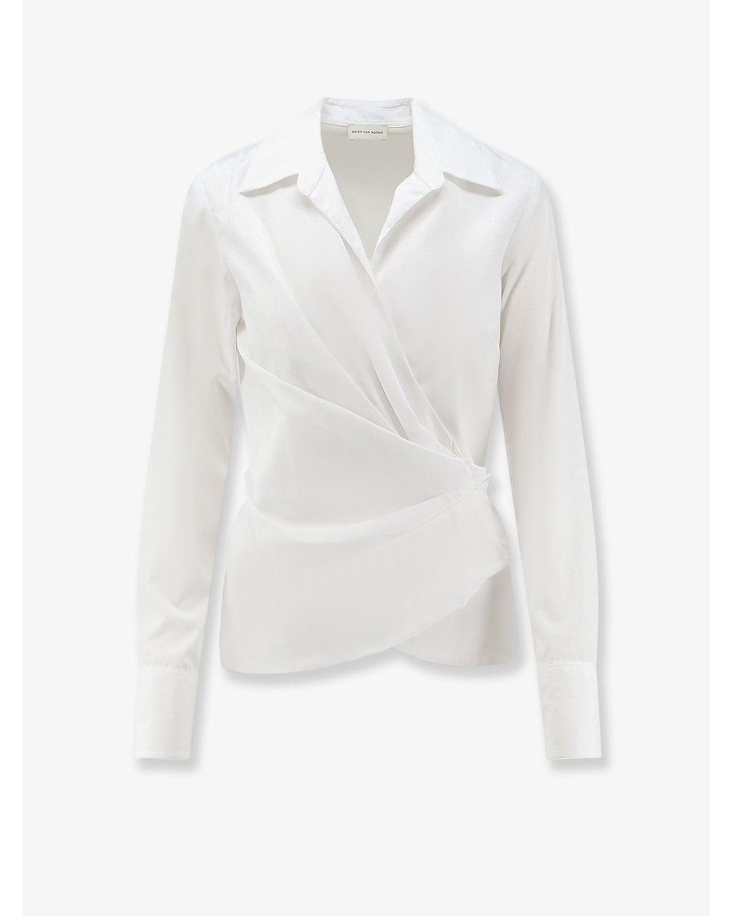 Dries Van Noten White Cotton Wrap Shirt