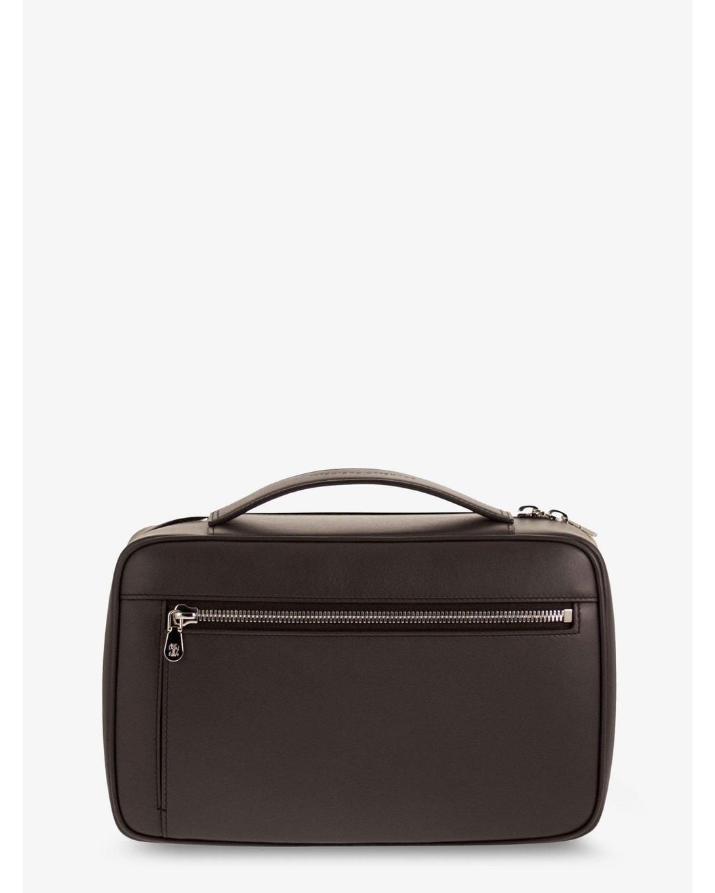 Brunello Cucinelli Black Leather Beauty Case With Metal Logo Detail for men