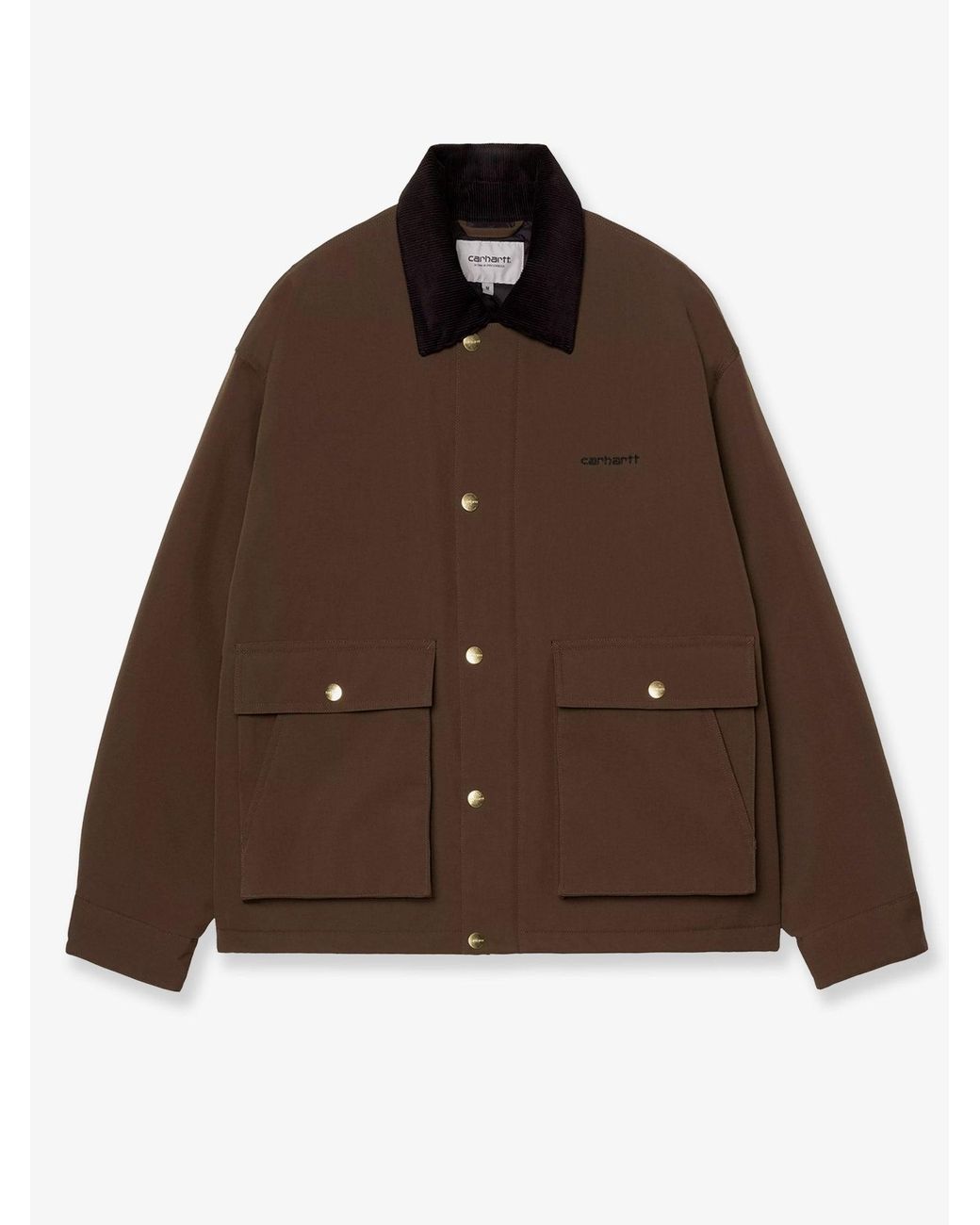 Carhartt Brown Quentin Nylon Jacket With Embroidered Logo On The Front for men