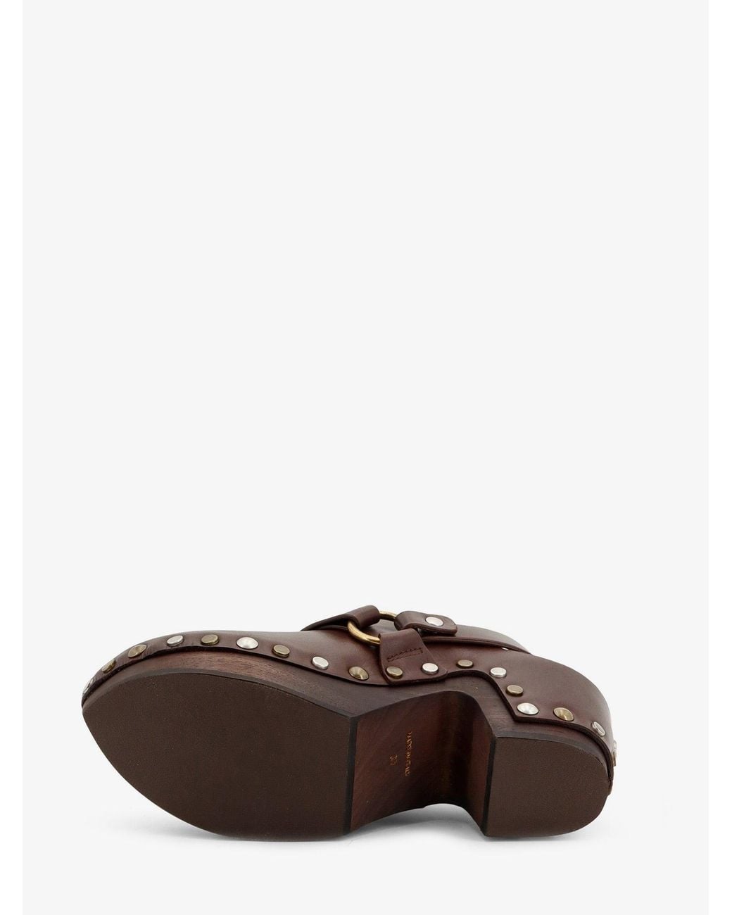 Chloé Brown Talis Wedge Leather Clogs