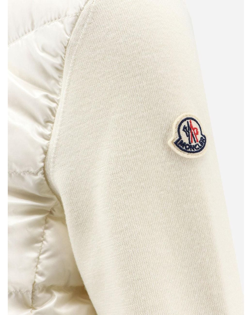 Moncler White Down Jacket With Virgin Wool Sleeves
