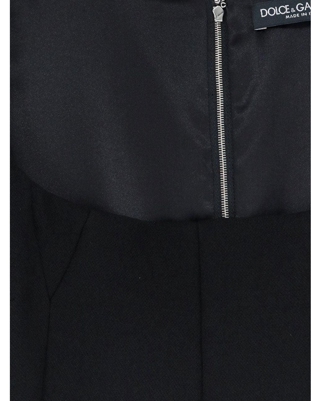 Dolce & Gabbana Black Virgin Wool Midi Dress