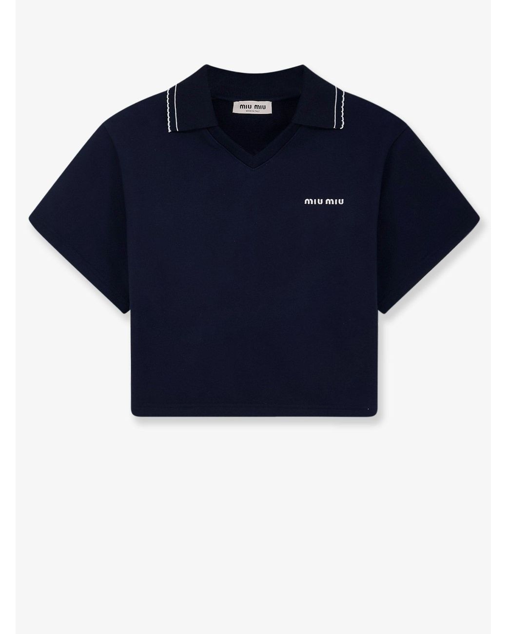 Miu Miu Blue Cotton Sweatshirt With Logo Embroidery