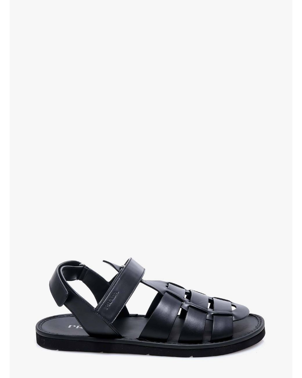 Prada Leather Sandals in Black for Men - Lyst