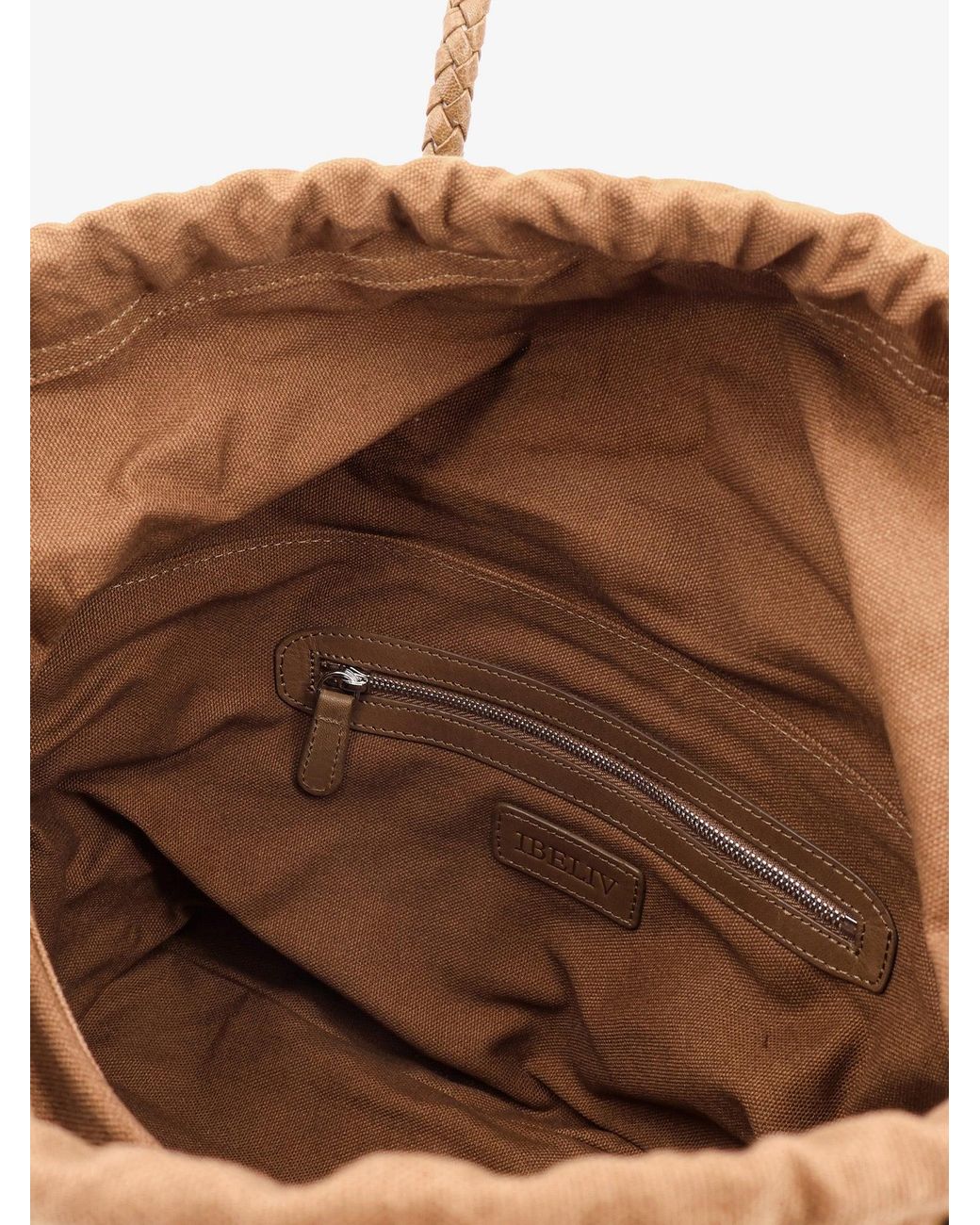 IBELIV Brown Bazika Vegetable-Tanned Leather Shouder Bag With A Woven