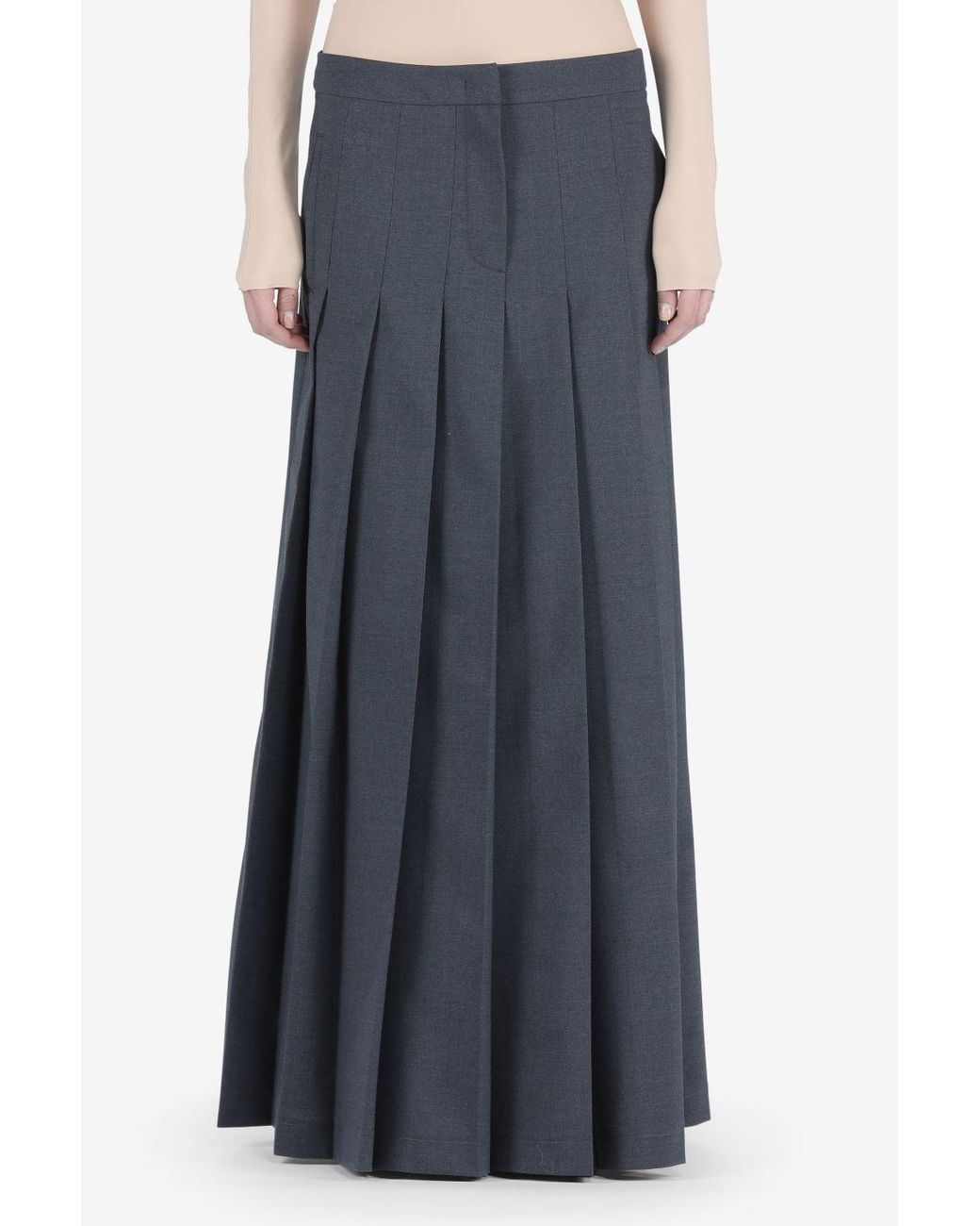 N°21 Pleated Maxi Skirt in Blue Lyst