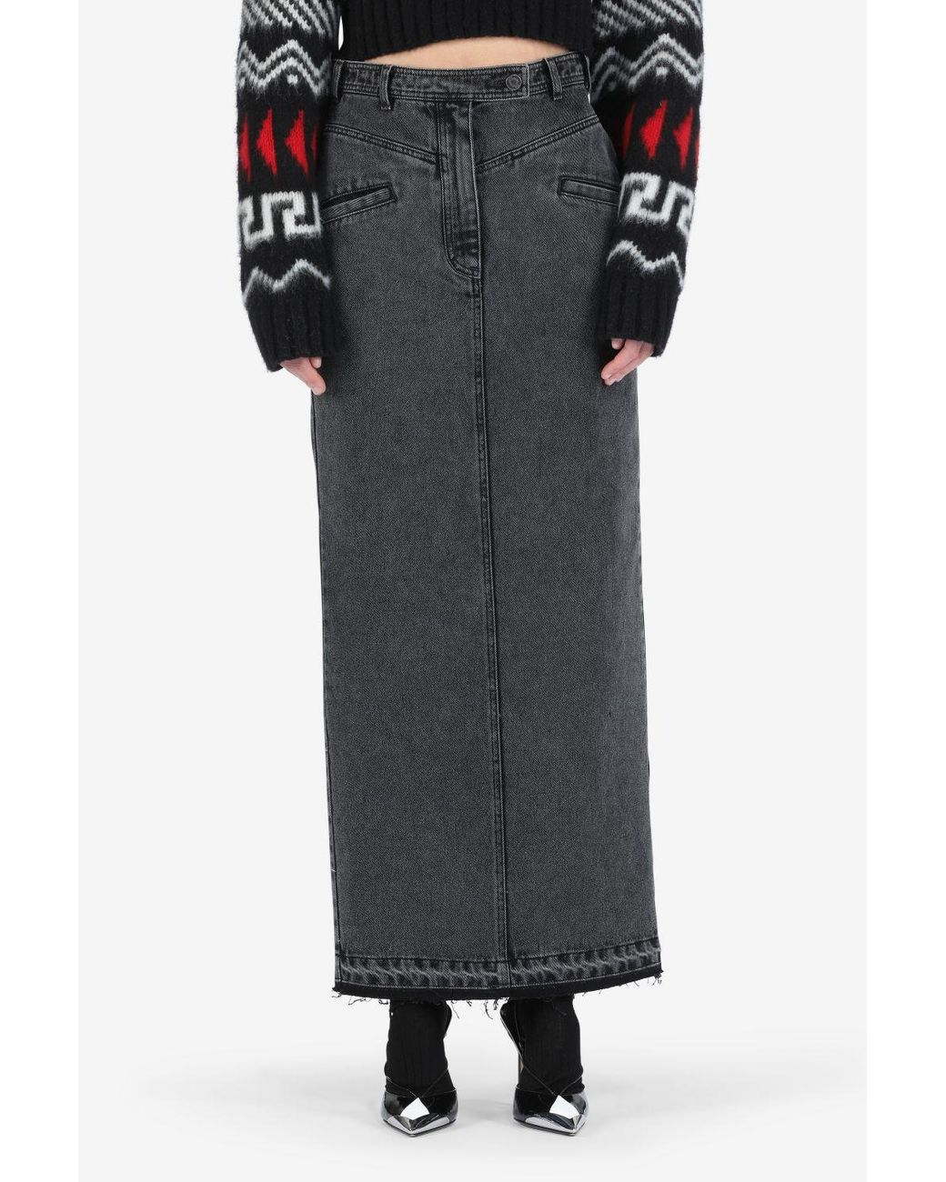 N°21 Denim Maxi Skirt in Black Lyst