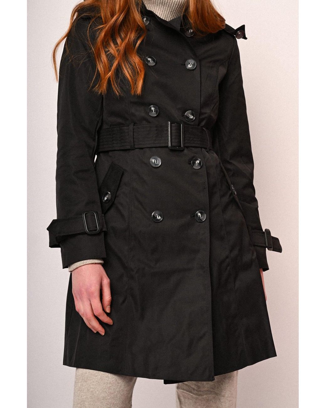 Trench Basic Doppiopetto Con Cintura Taglia di NUNA LIE in Black