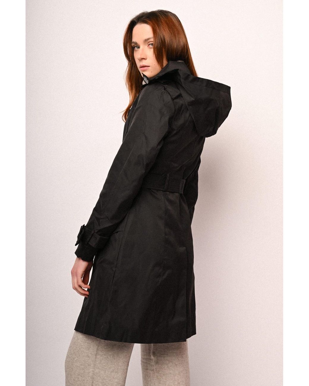 Trench Basic Doppiopetto Con Cintura Taglia di NUNA LIE in Black