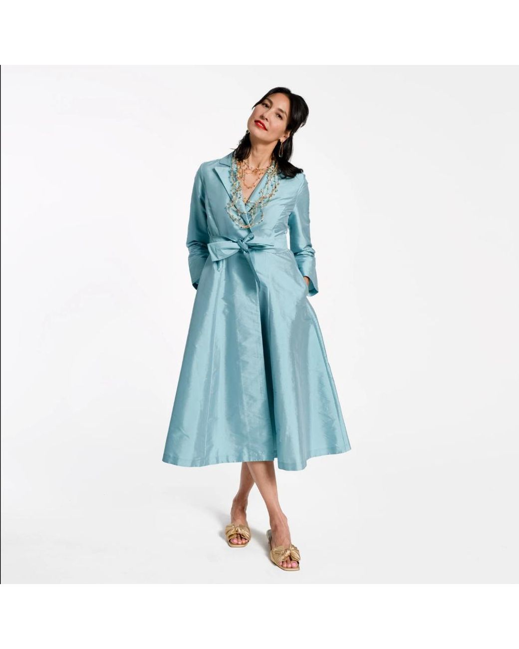 Frances Valentine Lucille Wrap Dress in Turquoise (Blue) | Lyst
