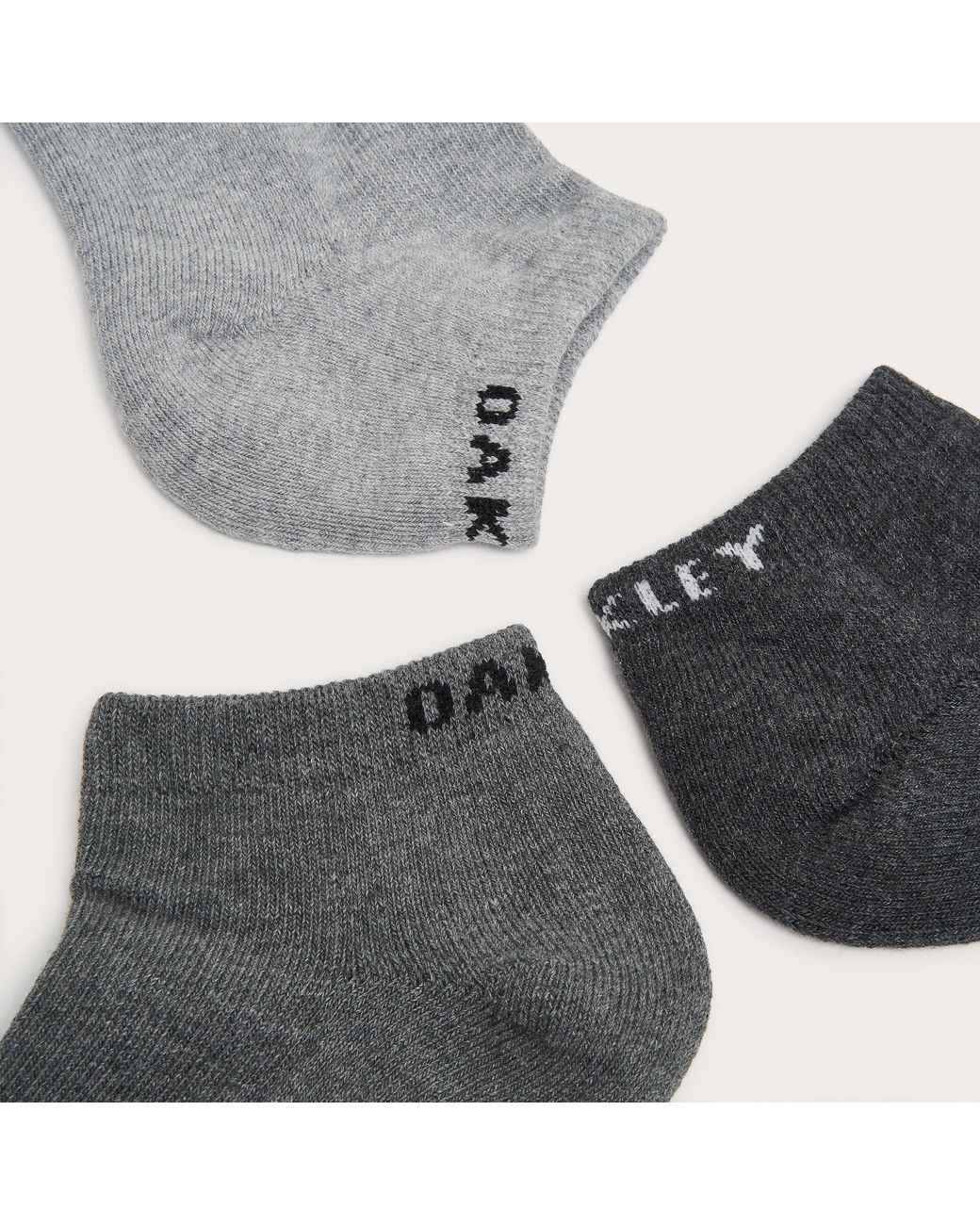 Oakley Gray Short Solid Socks (3 Pcs) - Color: Grey for men