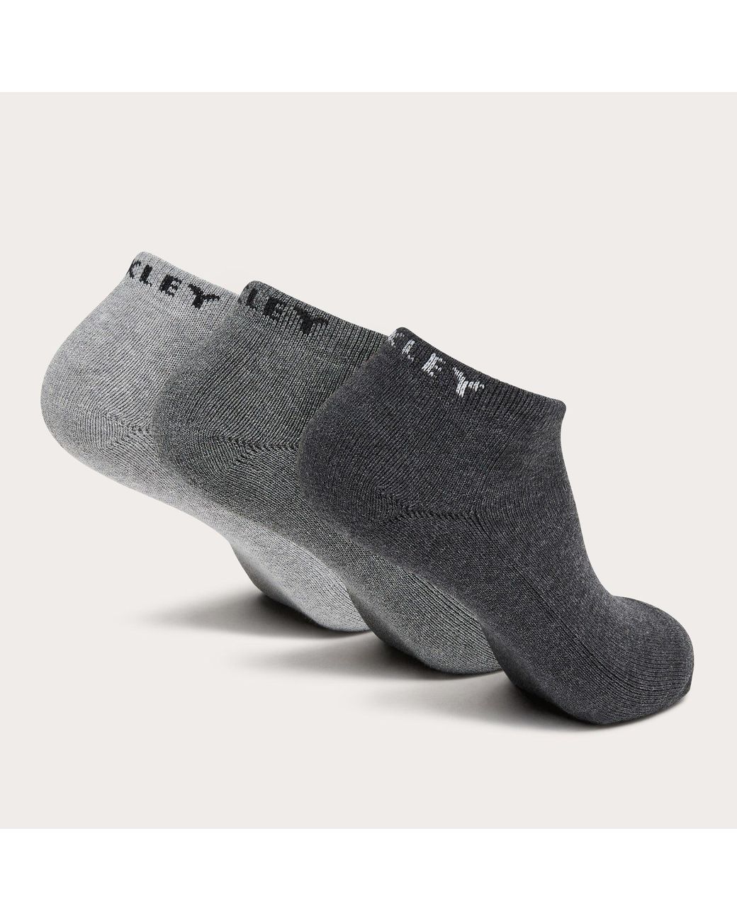 Oakley Gray Short Solid Socks (3 Pcs) - Color: Grey for men