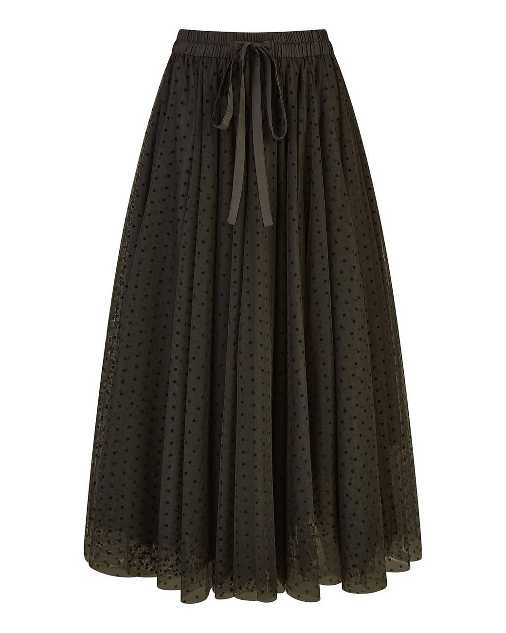 Yumi' Black Mesh Heart Print Tulle Skirt