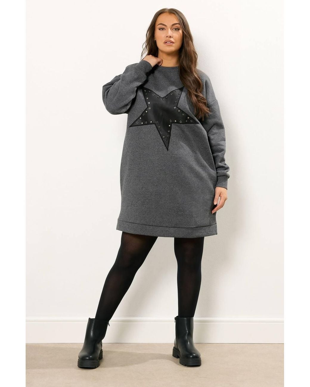 Yours Gray Eyelet Sweatshirt Dress