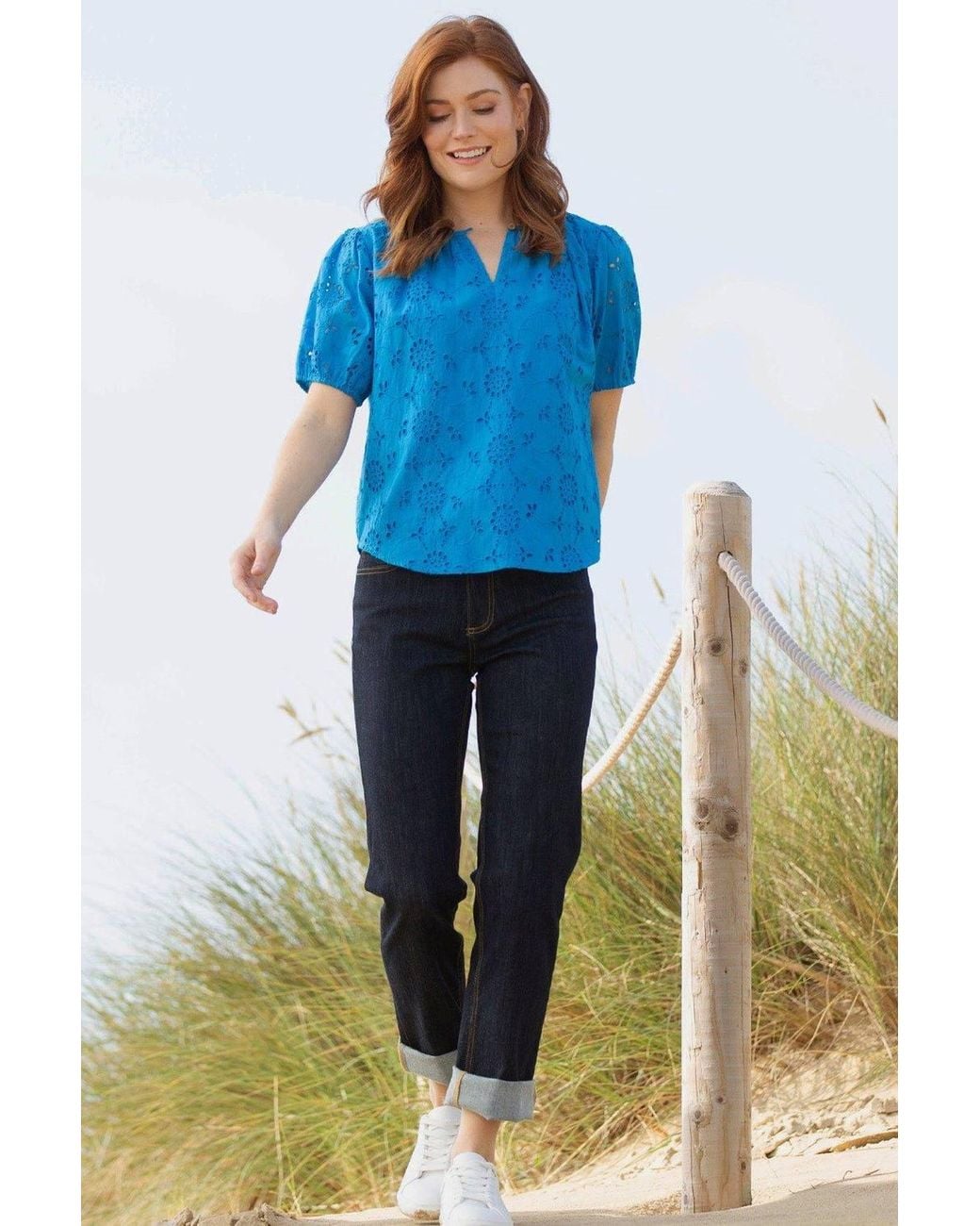 Kite Blue Tincleton Broderie Blouse