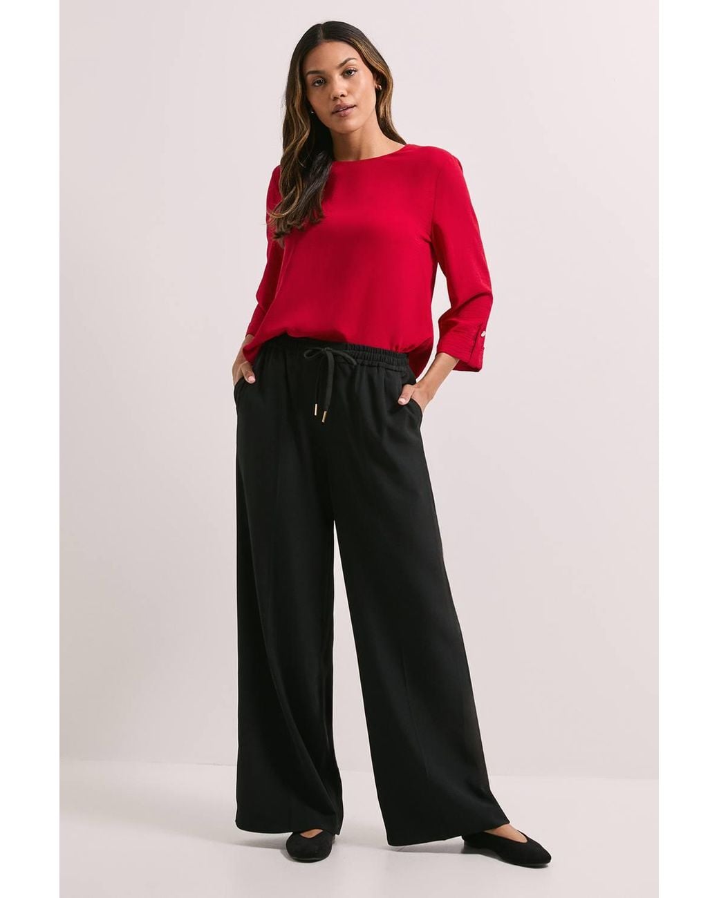 Dorothy Perkins Red 3/4 Roll Sleeve Blouse