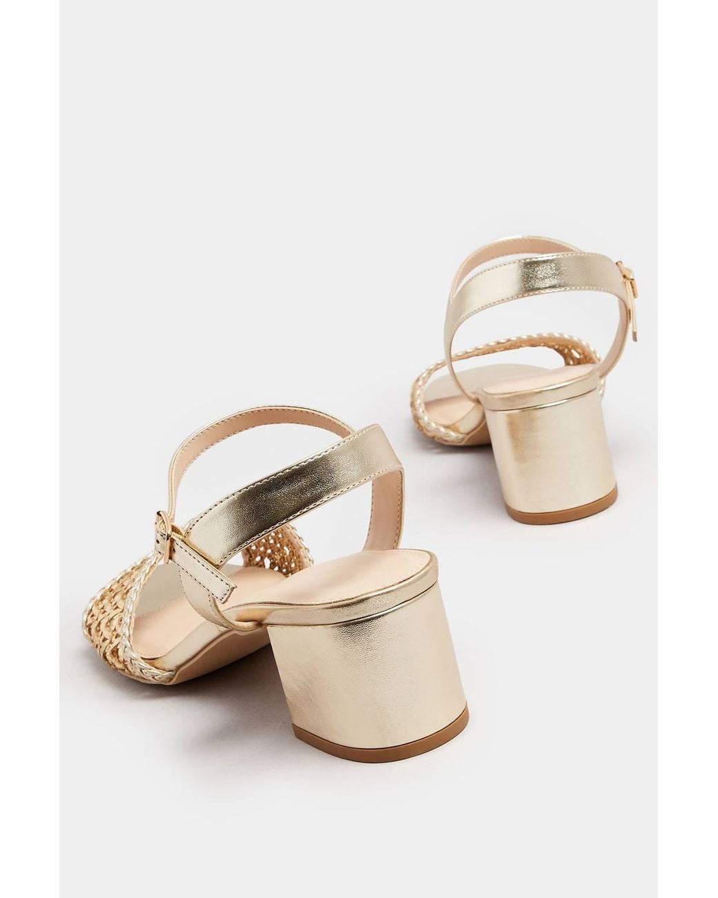 Long Tall Sally Natural Woven Strap Block Heels