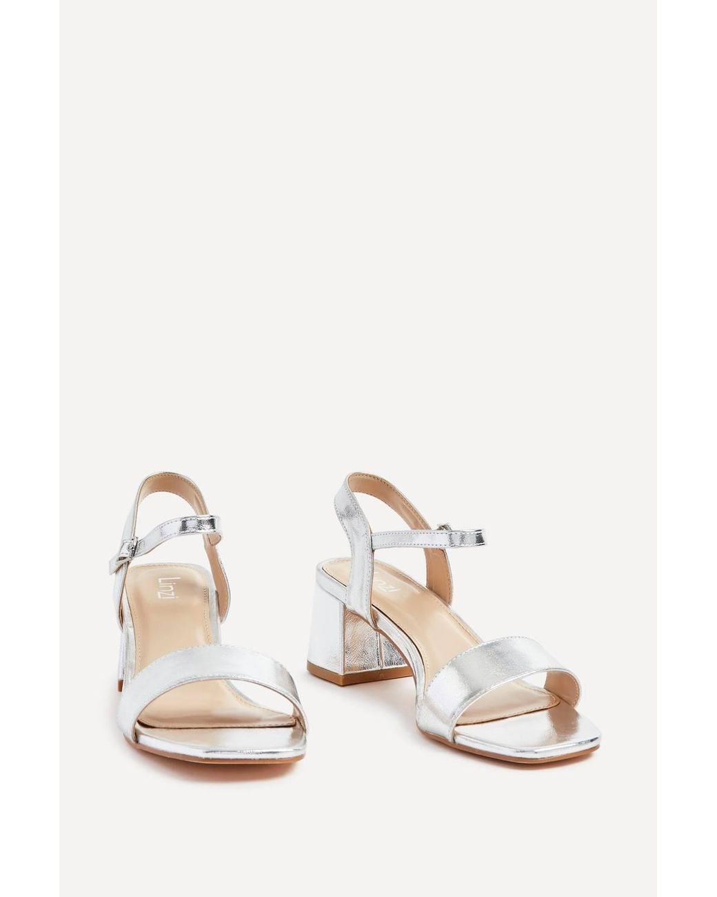 Linzi White Darcie Faux Leather Heeled Sandals