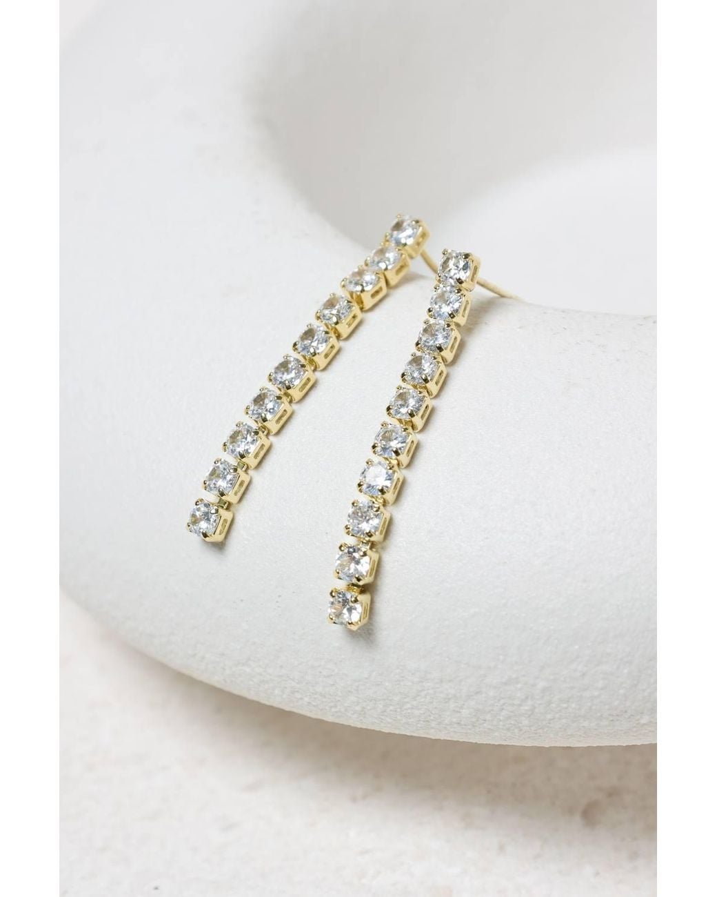 Jon Richard White Plated & Cubic Zirconia Round Tennis Earrings