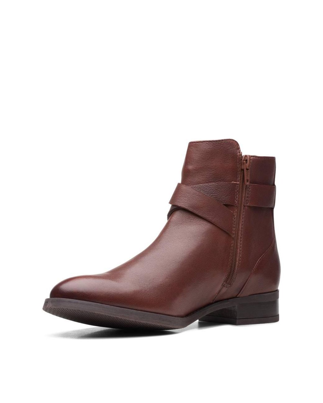 Clarks Brown Hamble Buckle British Tan Leather Ankle Boots