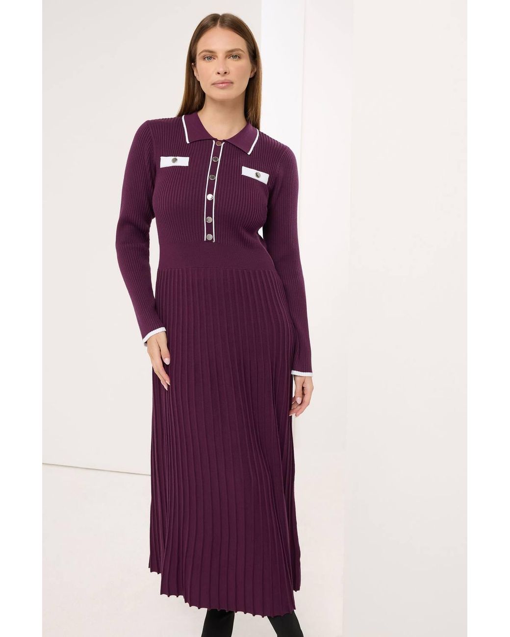 Star by Julien MacDonald Purple Knitted Collar Dress