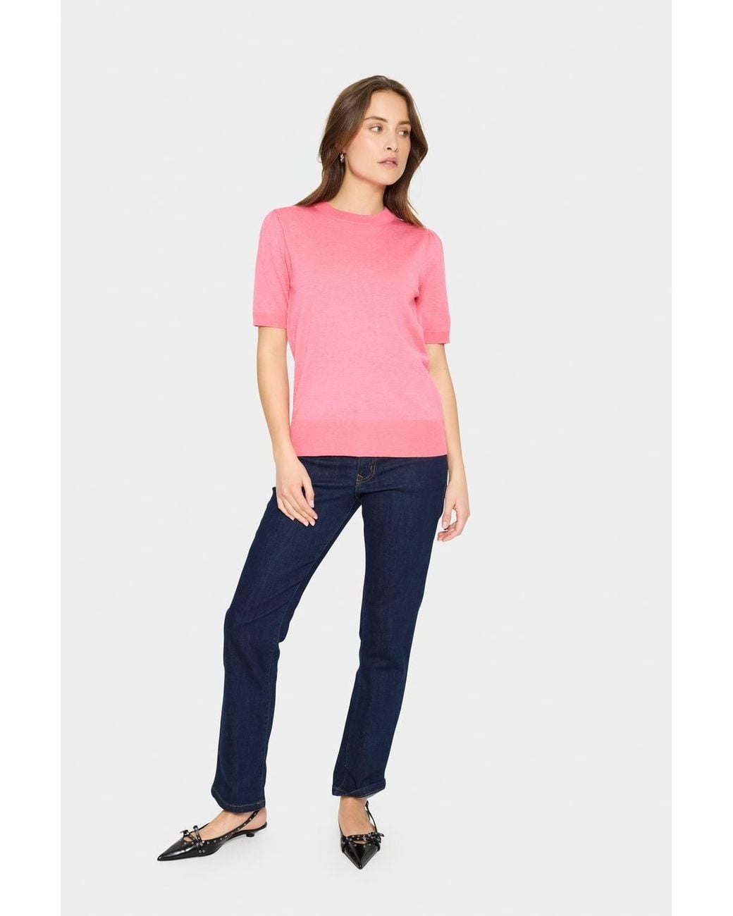 Saint Tropez Red Milasz Short Sleeve Crew Neck Jumper