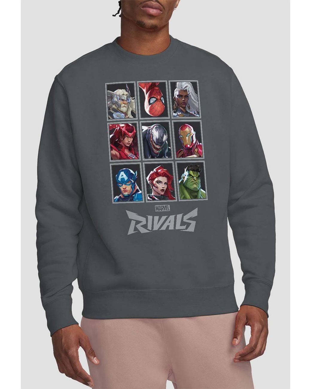 Marvel Gray Rivals Character Grid Sweatshirt, Dark Heather