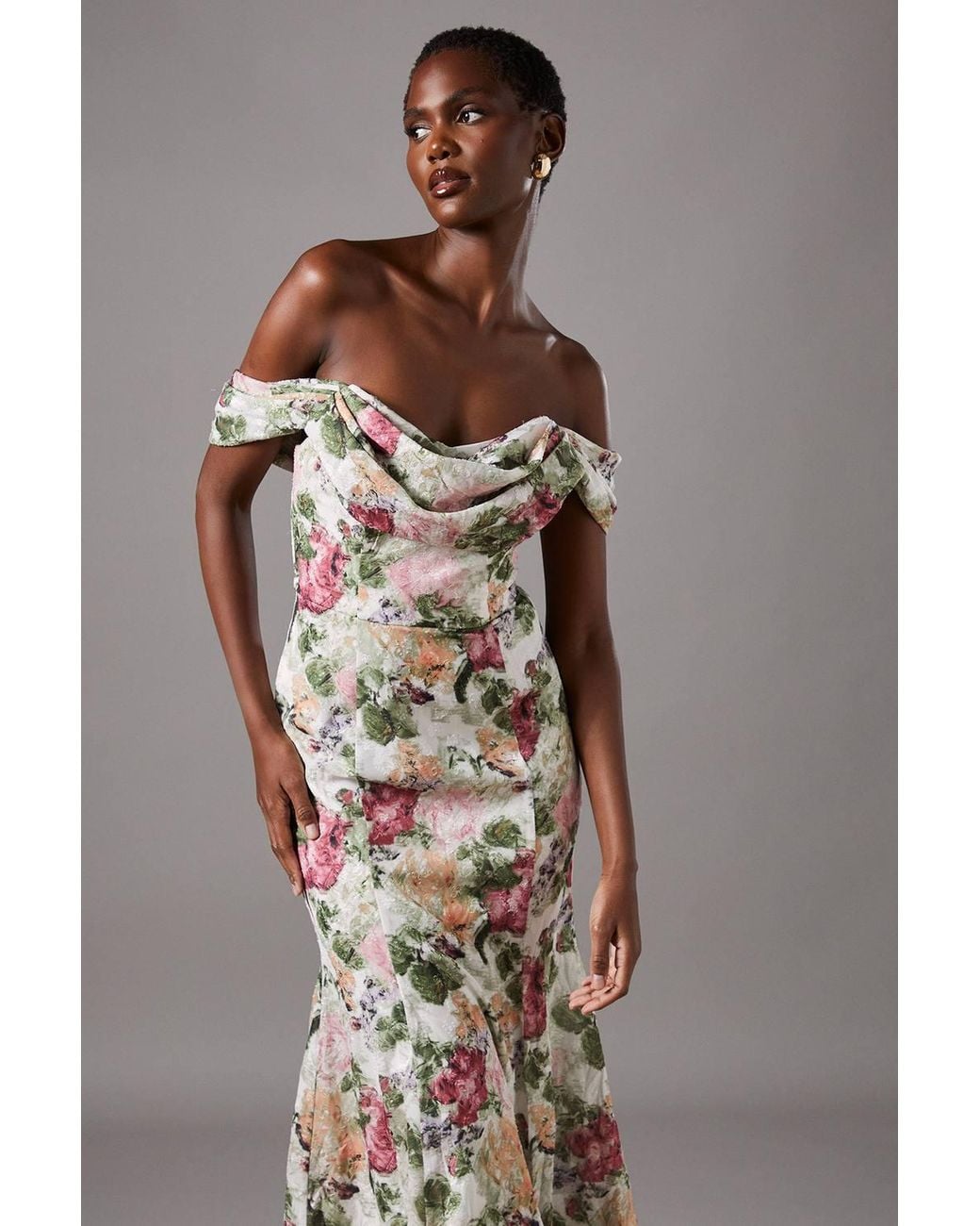Coast Natural Floral Bardot Maxi Dress