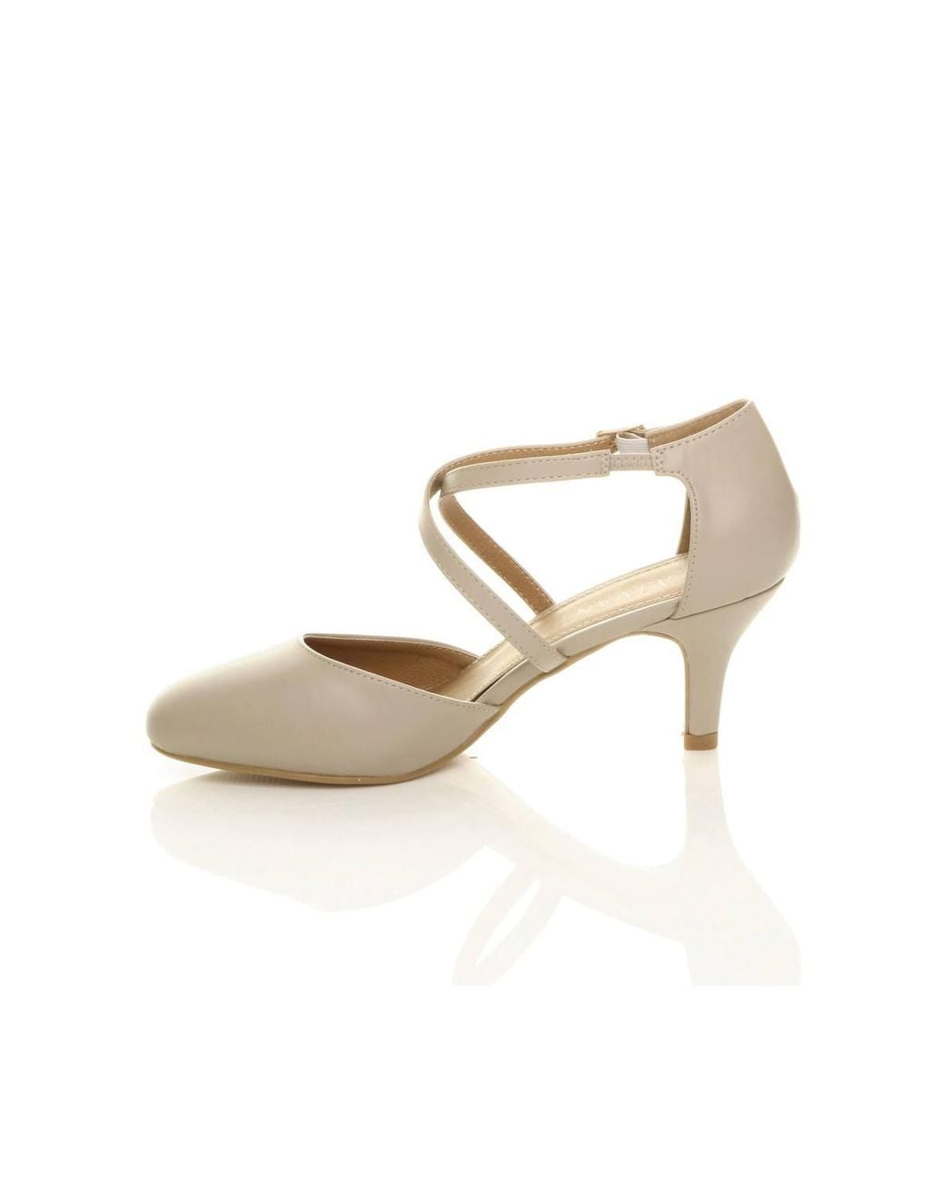 AJVANI Natural High Heel Crossed Straps Court Shoes