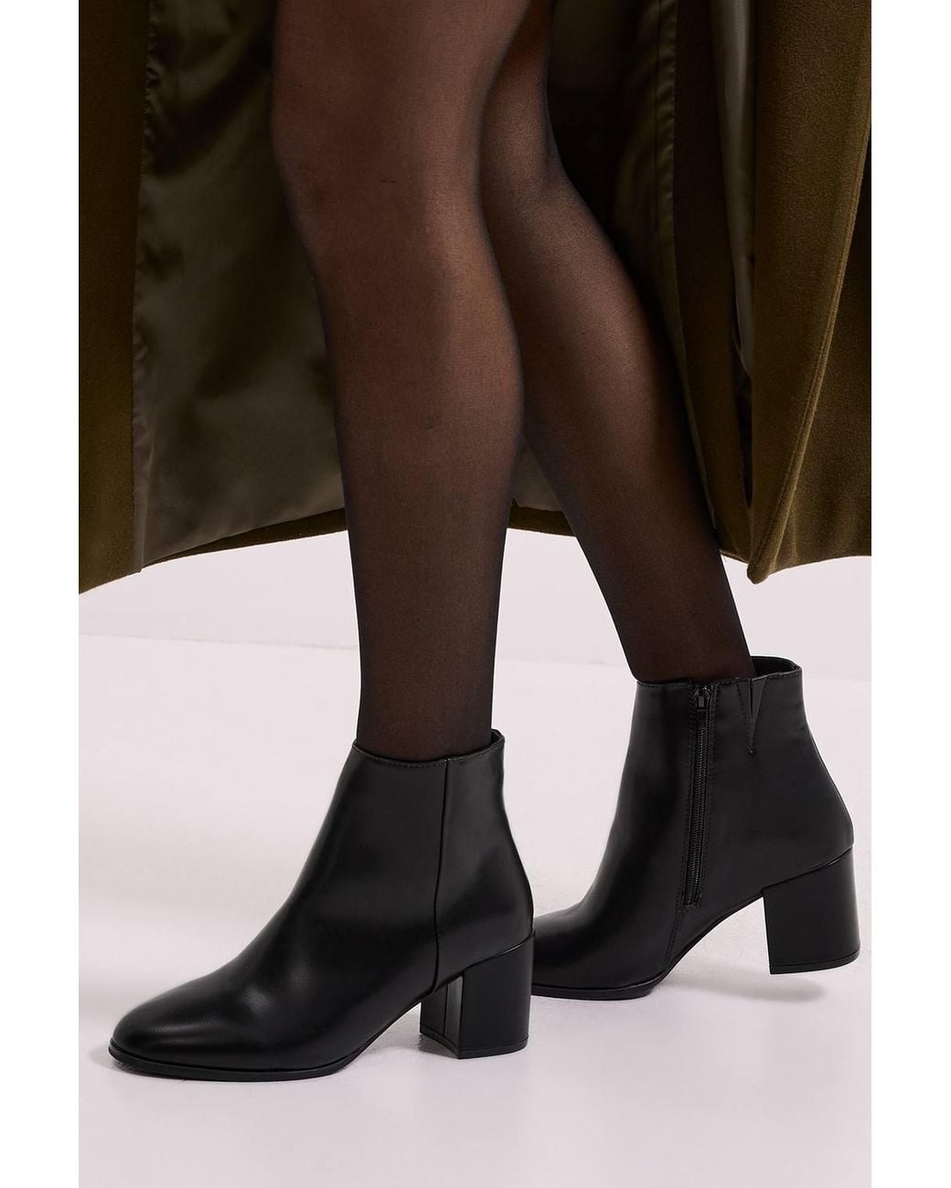 Dorothy Perkins Black Wide Fit Morgan Round Toe Medium Block Heel Ankle Boots