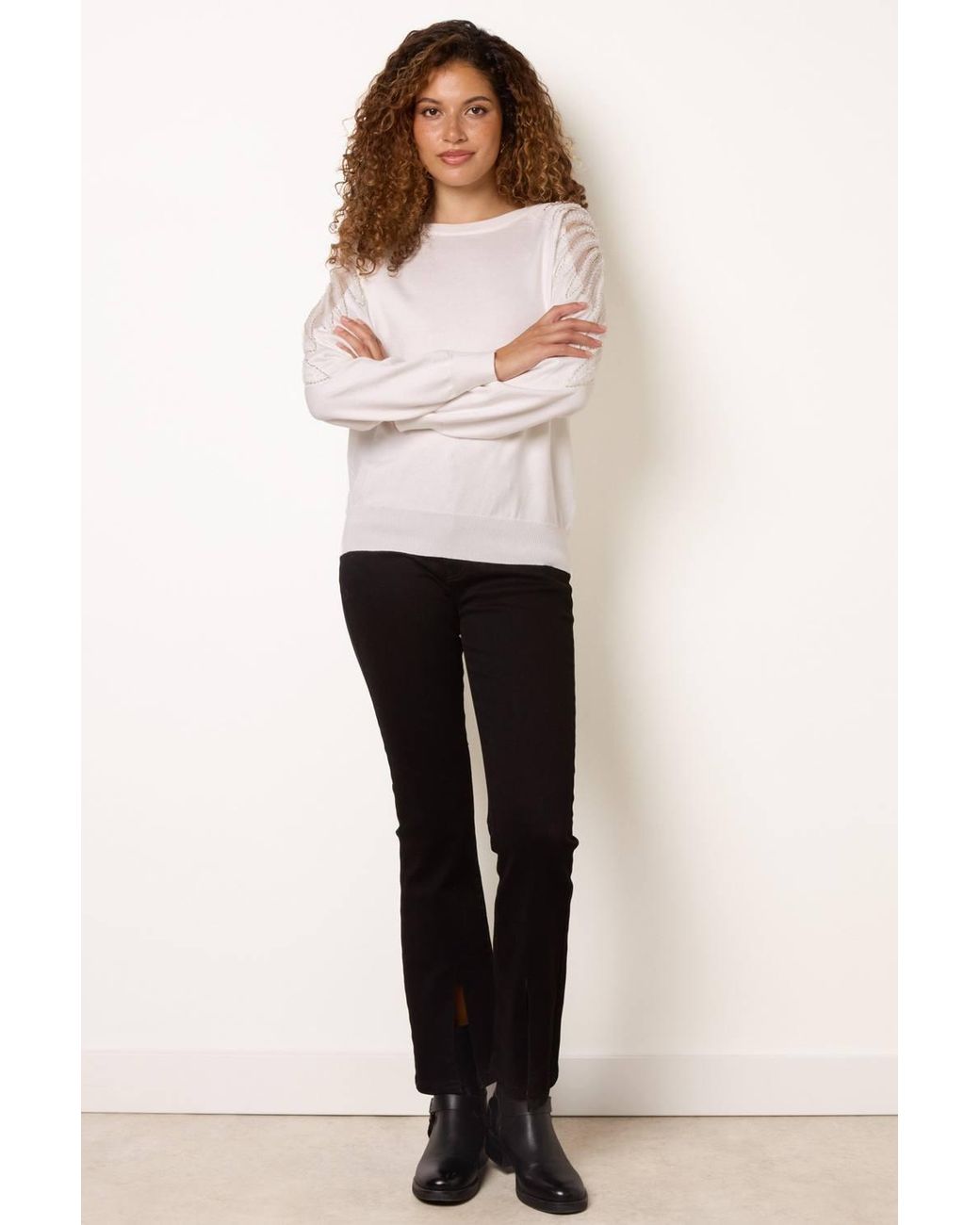 Blue Vanilla White Long Sleeve Round Neck Jumper
