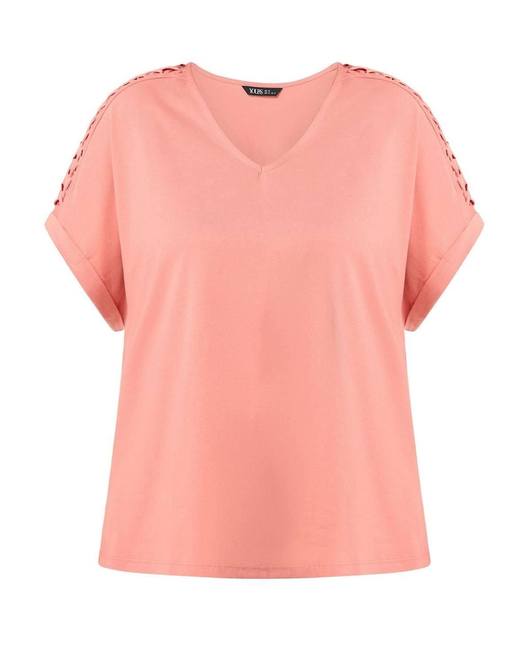 Yours Pink Lattice Grown On Sleeve T-Shirt